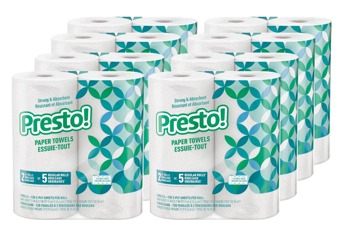 Presto! Flex-a-Size Kitchen Paper Towels, 2048 Sheets (16 Family Rolls) | Strong, Absorbent, Eco-Friendly - main product image