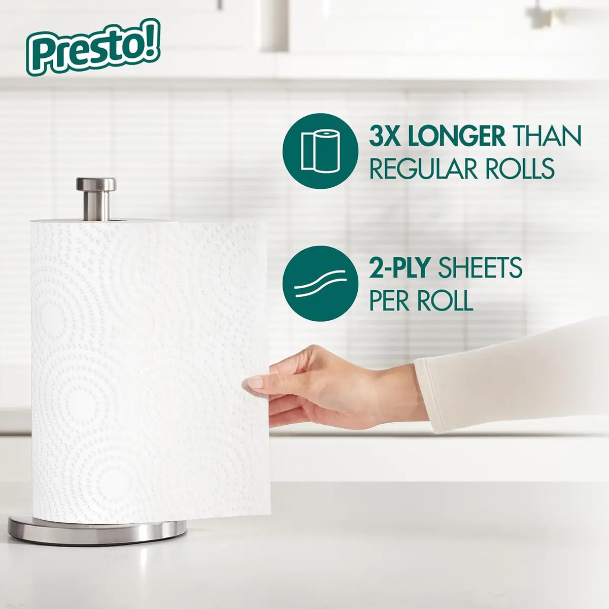 Presto! Flex-a-Size Kitchen Paper Towels, 2048 Sheets (16 Family Rolls) | Strong, Absorbent, Eco-Friendly - view 4