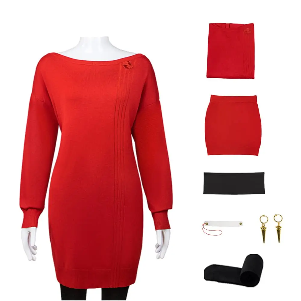 COLSA Yor Cosplay Costume Red Sweater Uniform Set XXL | Anime Character Replica - main product image