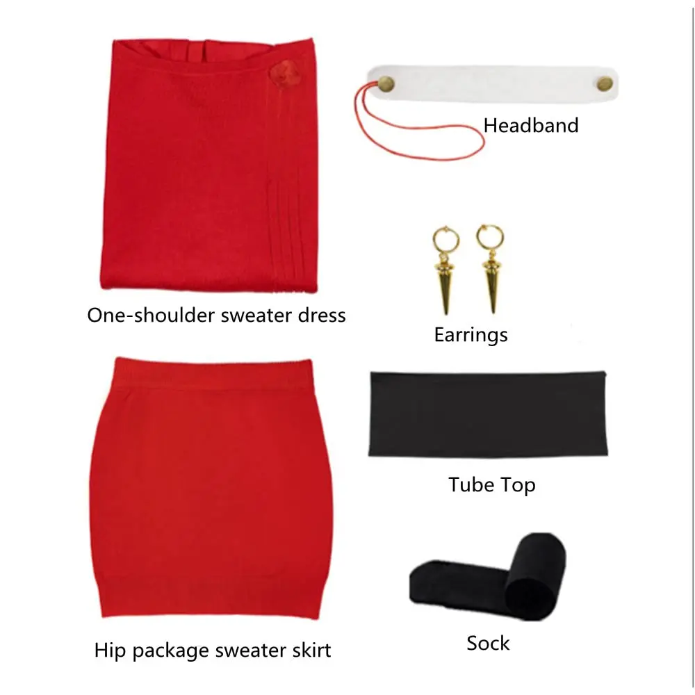 COLSA Yor Cosplay Costume Red Sweater Uniform Set XXL | Anime Character Replica - view 6