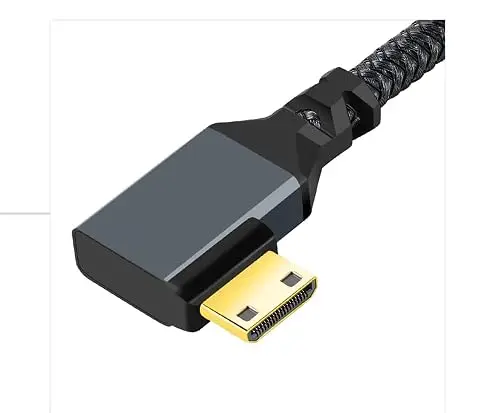 Twozoh Mini HDMI to HDMI Adapter Cable 0.6FT (18cm) | Right Angle 90° Elbow, Nylon Braided, 4K@60Hz Support - view 5