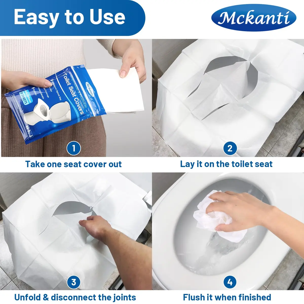 Mckanti XL Disposable Toilet Seat Covers 60 Pack | Biodegradable Travel Essential Accessories - view 6
