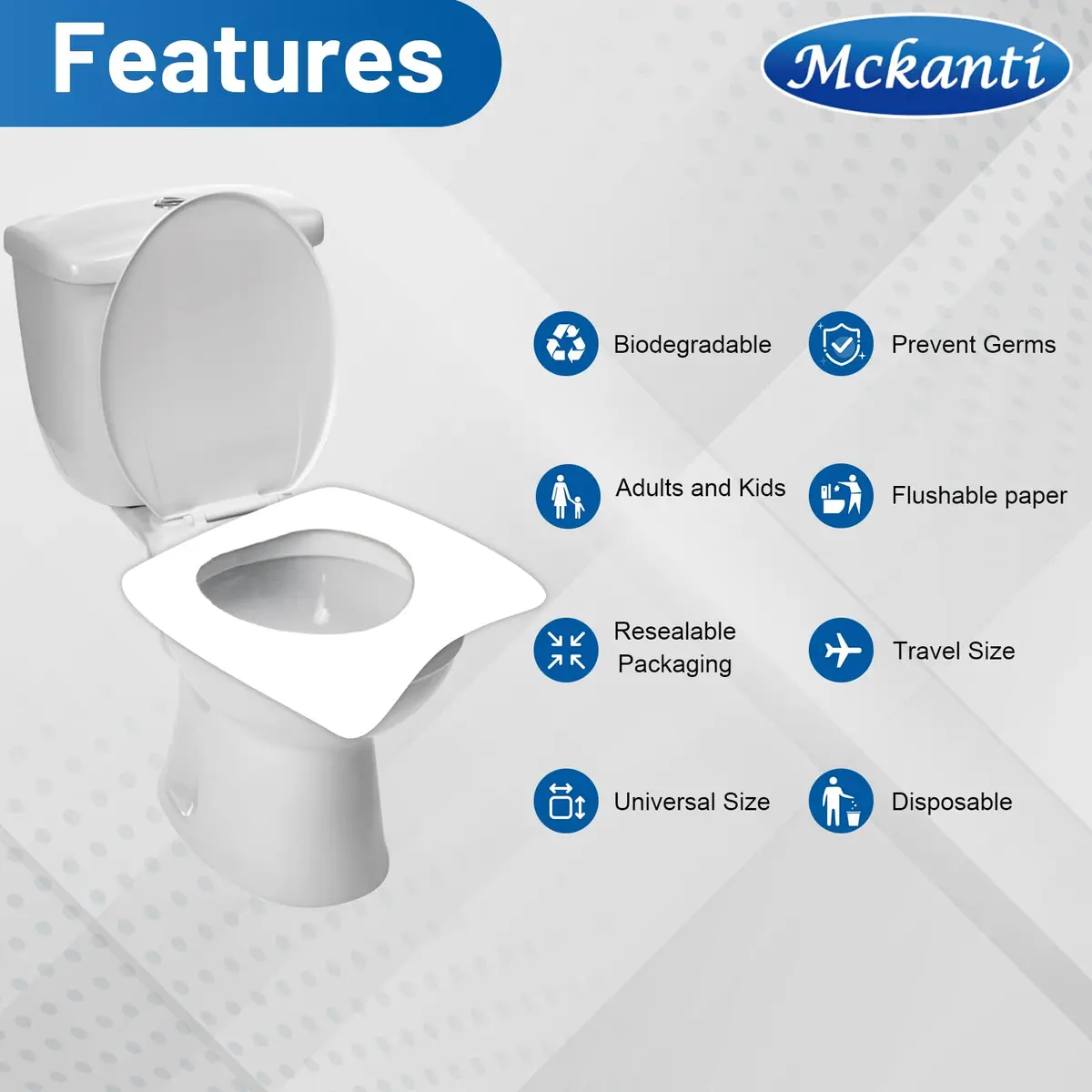 Mckanti XL Disposable Toilet Seat Covers 60 Pack | Biodegradable Travel Essential Accessories - view 7