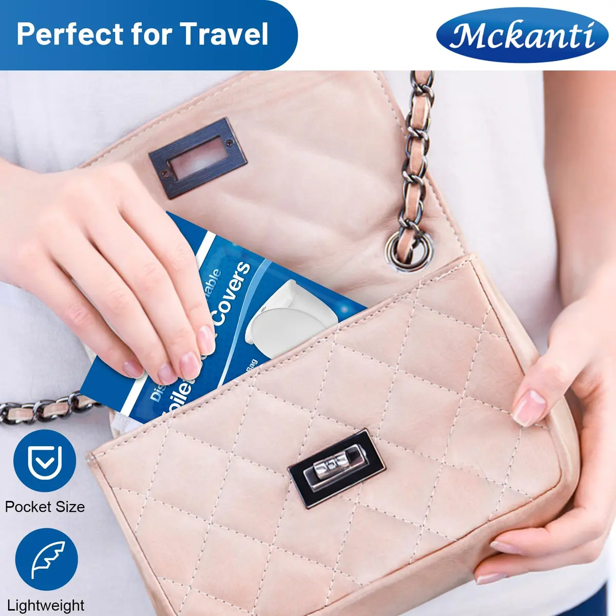 Mckanti XL Disposable Toilet Seat Covers 60 Pack | Biodegradable Travel Essential Accessories - view 3
