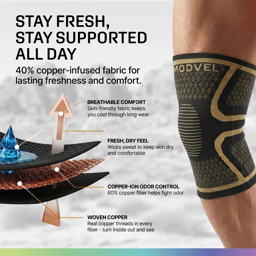 Modvel Compression Knee Brace 2-Pack | Medium, High-Copper | FDA Approved, Doctor Recommended - view 4