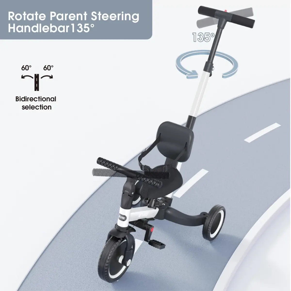 newyoo TR007 5-in-1 Toddler Tricycle & Balance Bike 12-36 Months | ASTM Approved - view 3