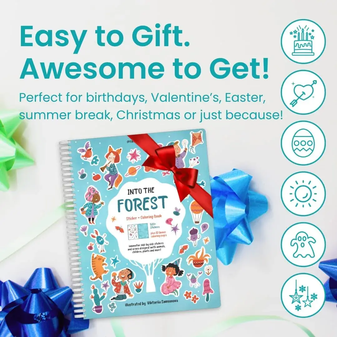 CUPKIN Into The Forest Sticker Book 500+ Stickers | 12 Scenes & Coloring Pages for Ages 2-8 - view 7