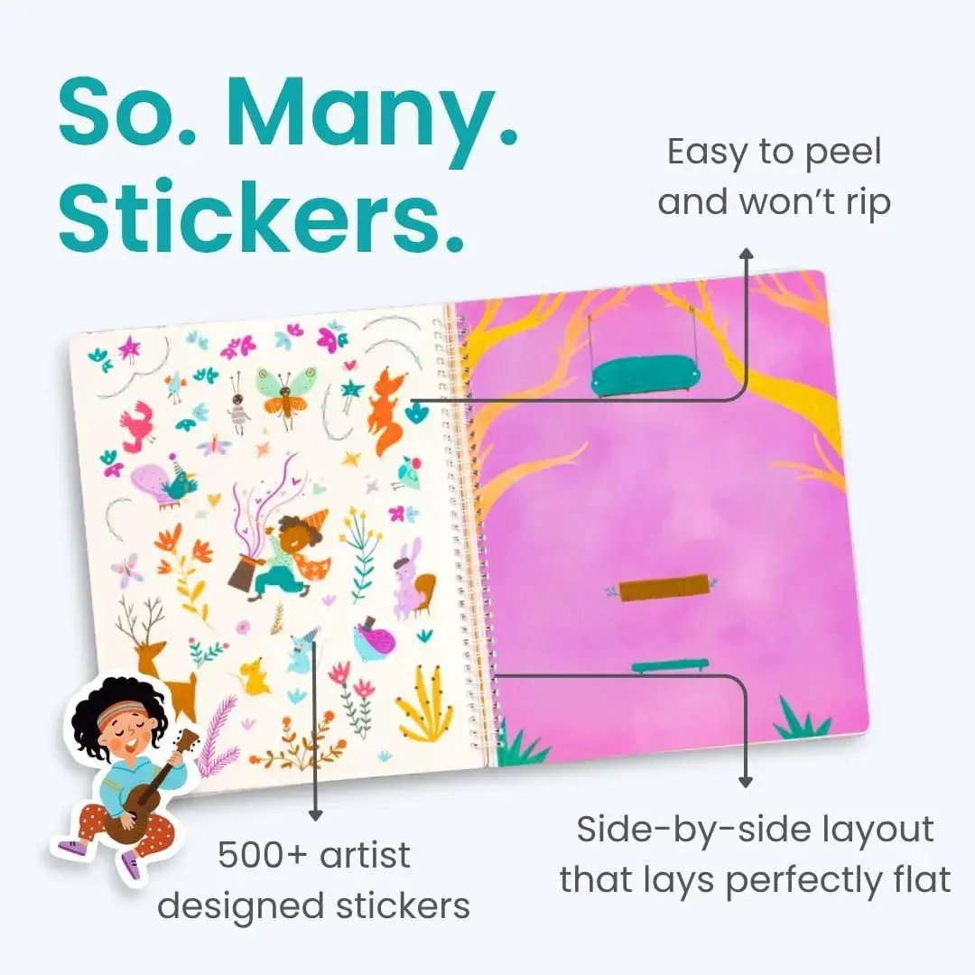 CUPKIN Into The Forest Sticker Book 500+ Stickers | 12 Scenes & Coloring Pages for Ages 2-8 - view 3