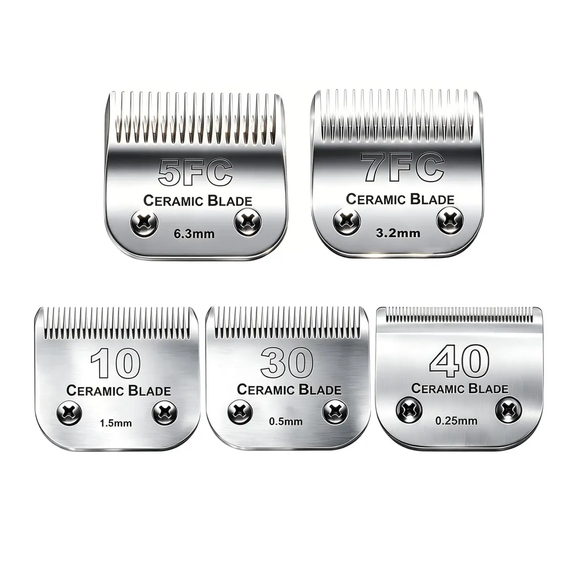 Audoc 5PCS Dog Grooming Clipper Replacement Blades #10 (1.5mm) & #30 (0.5mm) | Compatible with Andis, Oster A5, Wahl KM Series - main product image