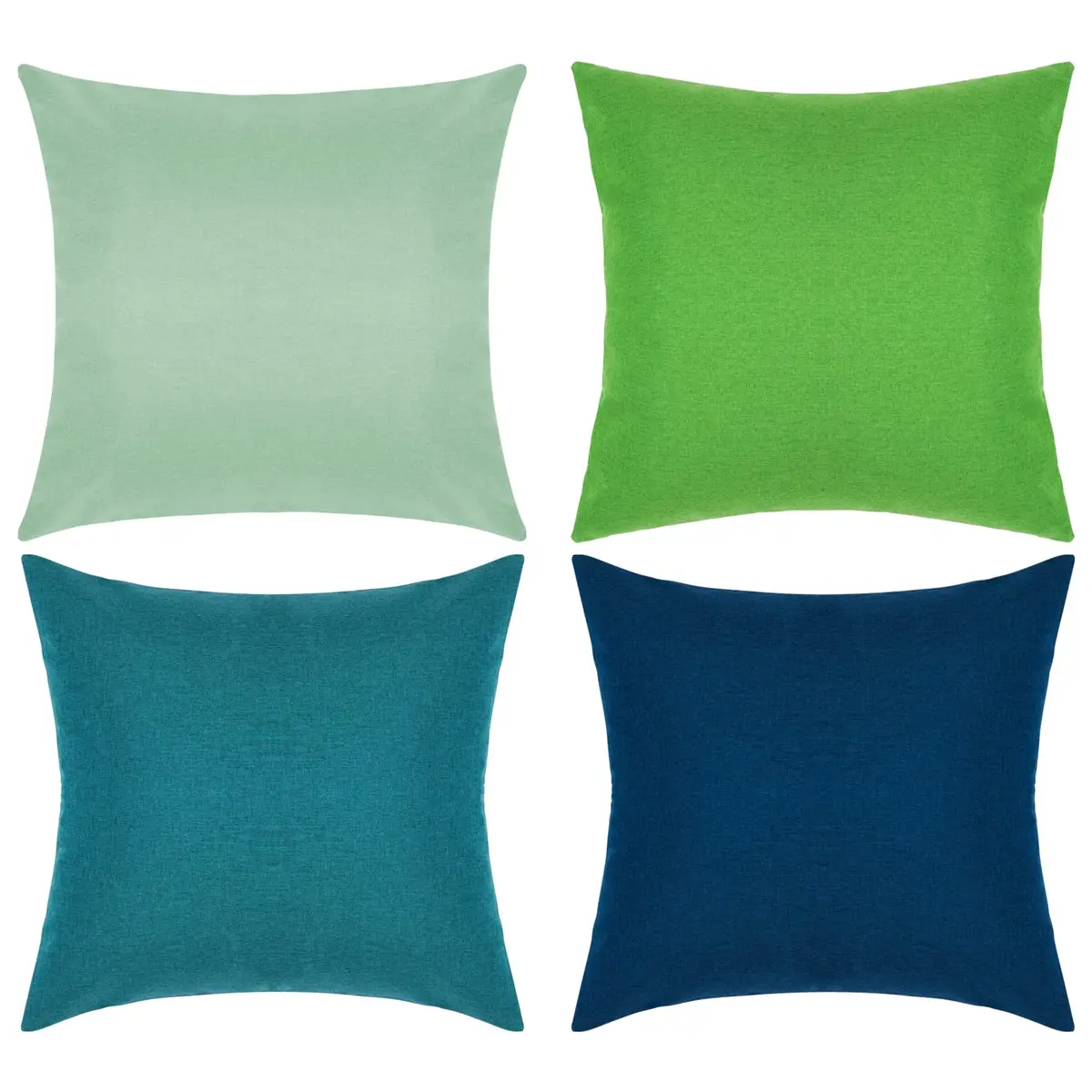 yeabwps Pack of 4 Decorative Outdoor Waterproof Throw Pillow Covers ONLY Square Garden Cushion Cases for Patio, Couch, Tent and Sofa, 18 x 18 Inches (Blue-Green, Blue, Green, Light Green) - main product image