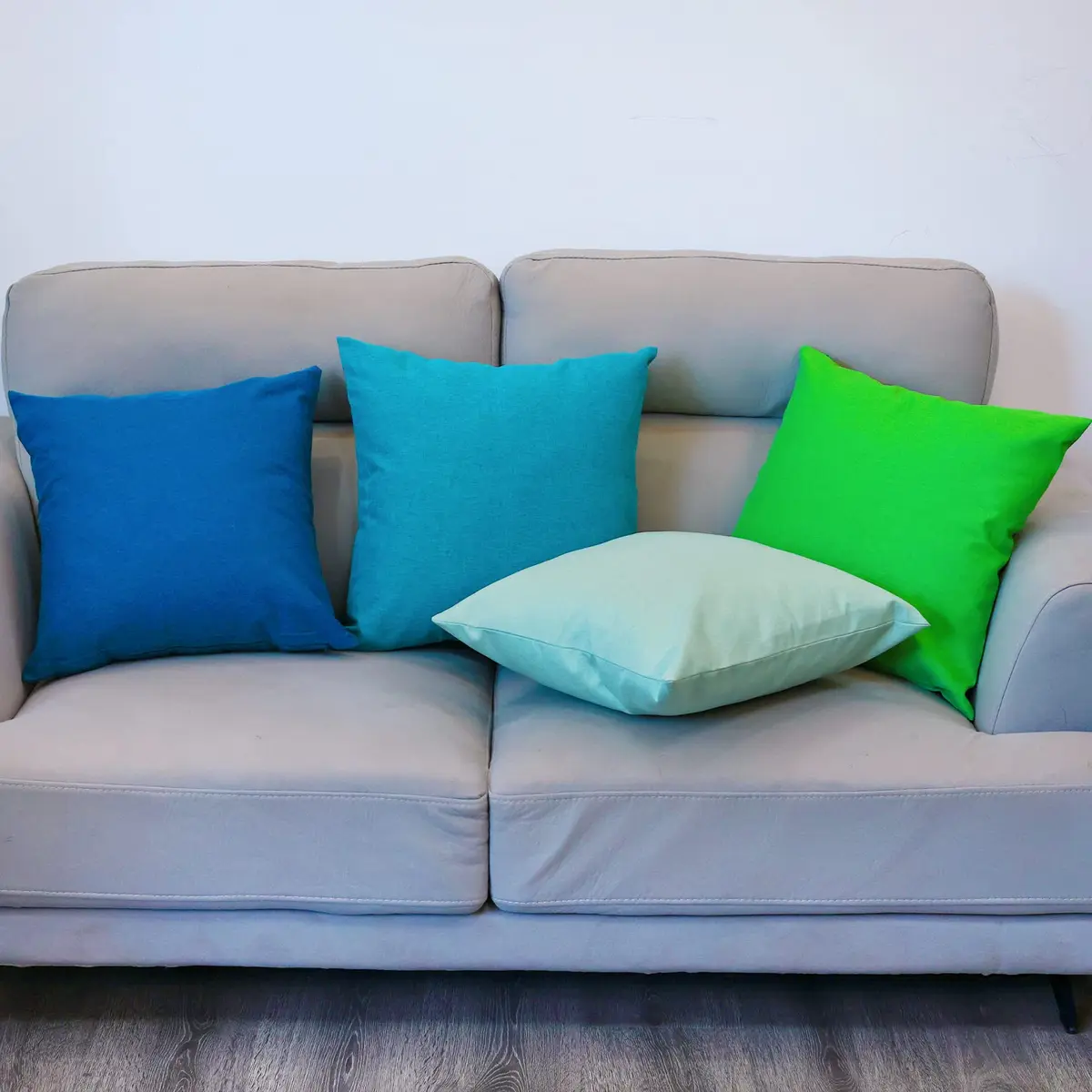 yeabwps Pack of 4 Decorative Outdoor Waterproof Throw Pillow Covers ONLY Square Garden Cushion Cases for Patio, Couch, Tent and Sofa, 18 x 18 Inches (Blue-Green, Blue, Green, Light Green) - view 6