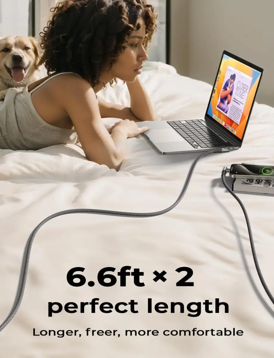 AINOPE 240W USB C to USB C Cable 2.0m (6.6ft) Right Angle | Fast Charging & Data Transfer - view 7