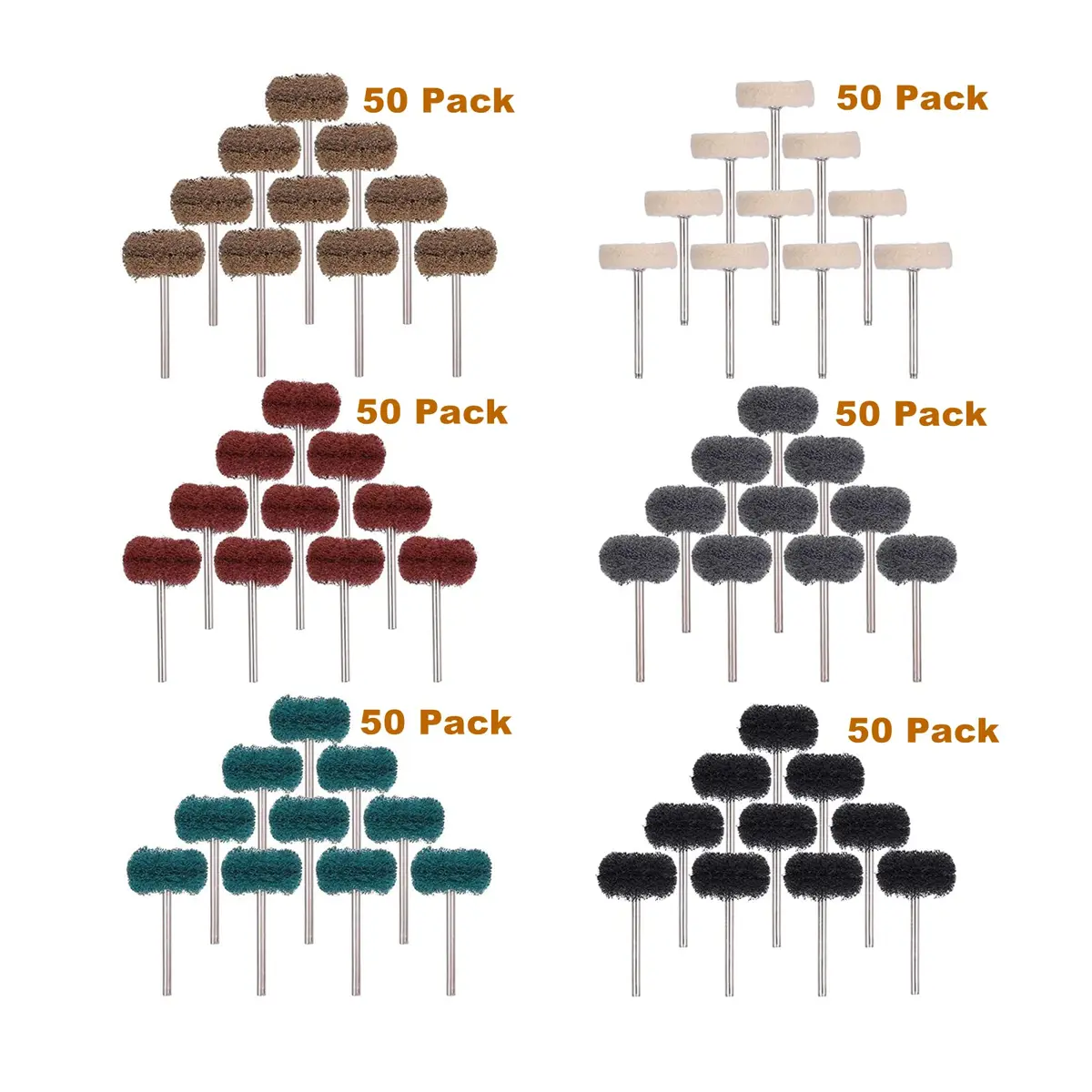 Rocaris 300 Pack 1" Abrasive Buffing Polishing Wheels with 1/8" Shank for Rotary Tools | 6 Grits (120-1000) - view 7