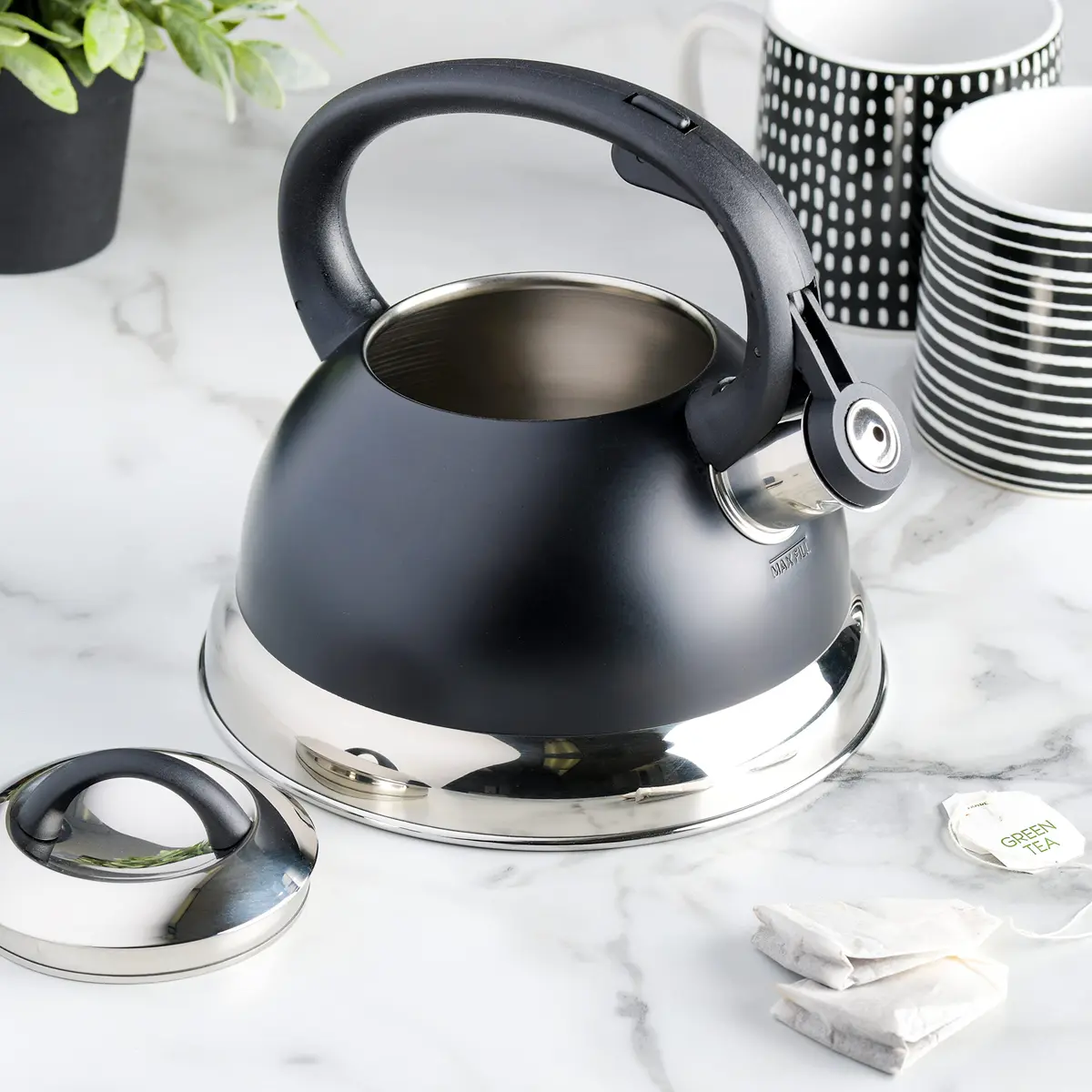 Mr. Coffee Flintshire 1.75-Quart (1.65 L) Stainless Steel Whistling Tea Kettle with Nylon Handle – Matte Black Stove-Top Kettle - view 8