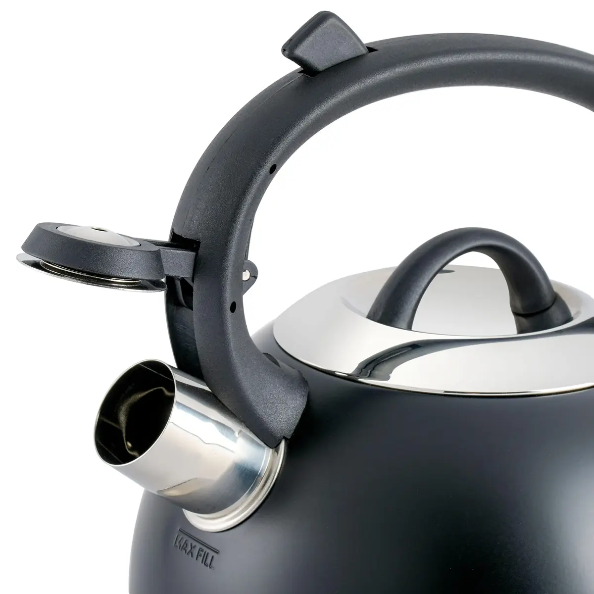 Mr. Coffee Flintshire 1.75-Quart (1.65 L) Stainless Steel Whistling Tea Kettle with Nylon Handle – Matte Black Stove-Top Kettle - view 2