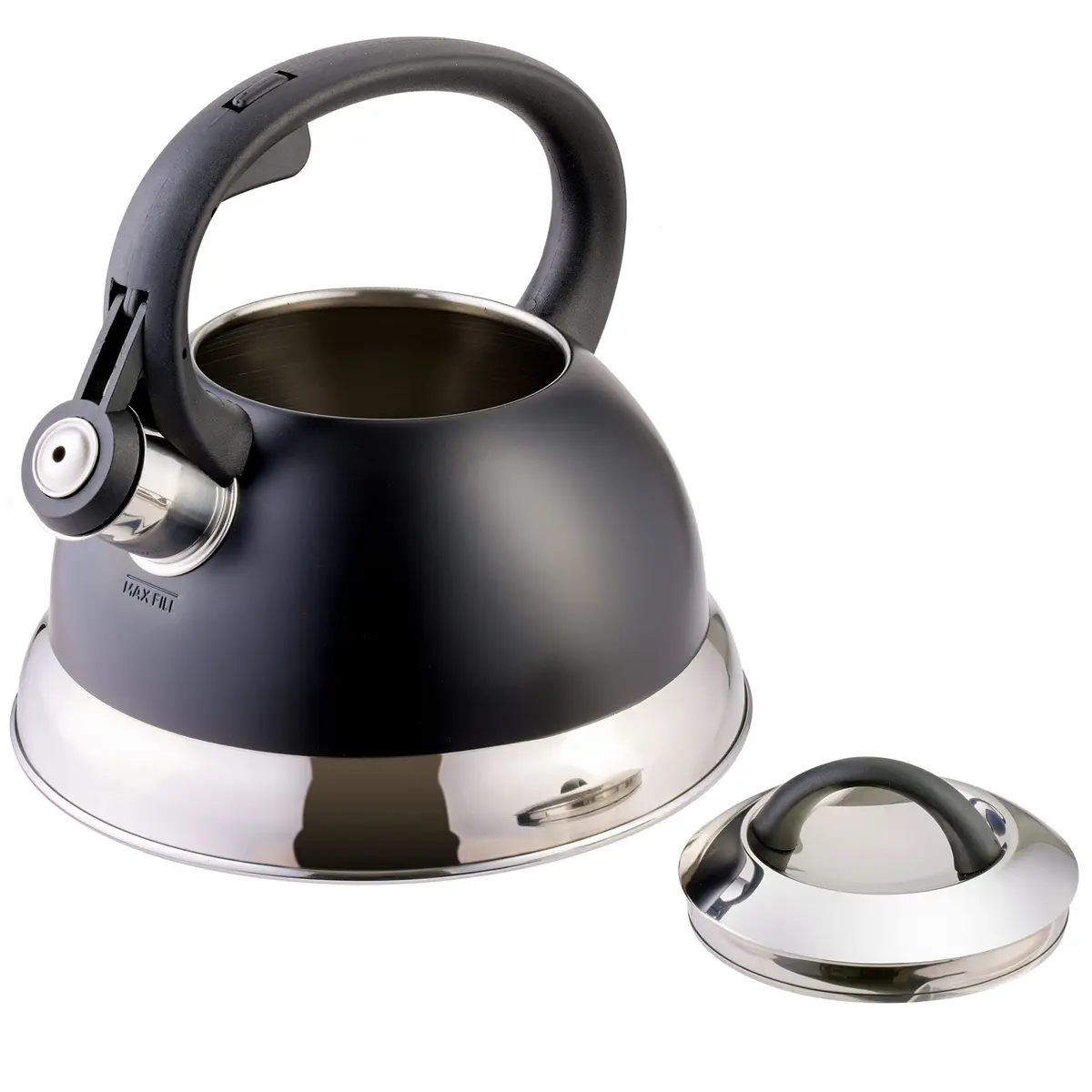 Mr. Coffee Flintshire 1.75-Quart (1.65 L) Stainless Steel Whistling Tea Kettle with Nylon Handle – Matte Black Stove-Top Kettle - view 3