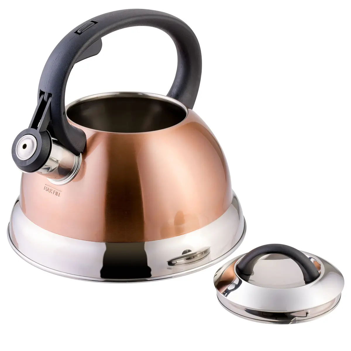Mr. Coffee Flintshire 1.75-Quart Stainless Steel Whistling Tea Kettle with Nylon Handle – Copper Finish Stove-Top Kettle 1.59 L (1.75 Quart) - view 3
