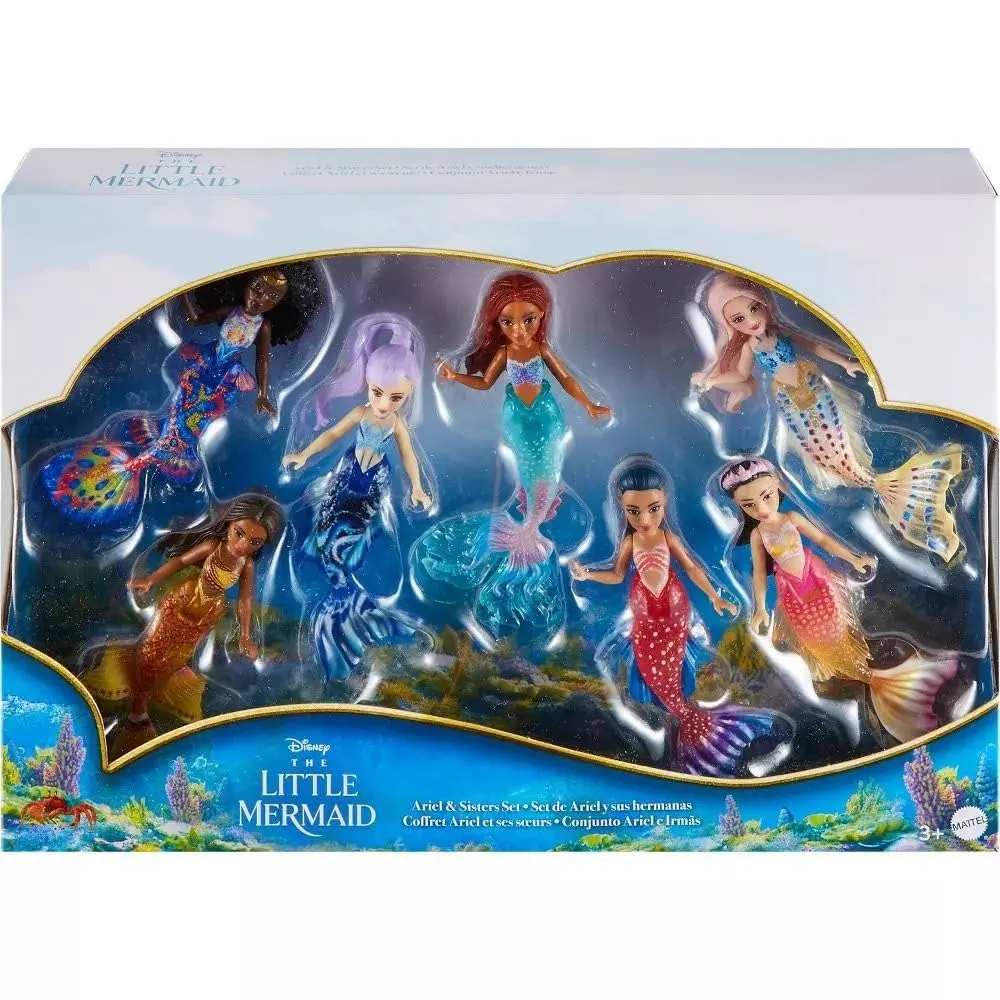 Mattel Disney Princess Toys, The Little Mermaid Ariel & Sisters Small Doll Set, Collection of 7 Mermaid Dolls, Inspired by the Movie | Poseable, Collectible, Family Fun - view 6