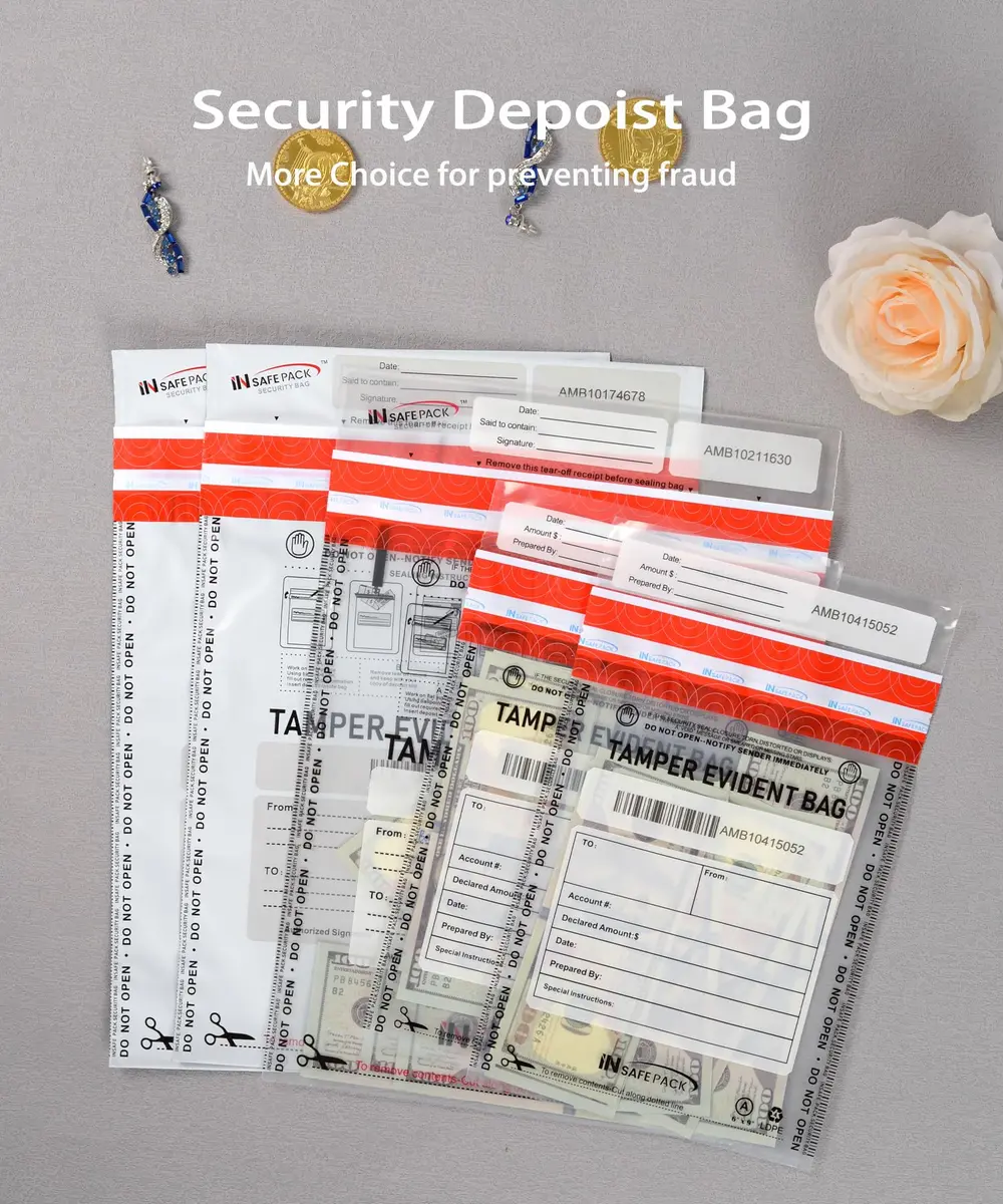 IN SAFE PACK 100 PCS 6”x9” Clear Business Bank Deposit Bags | Tamper-Evident Waterproof Security - view 5