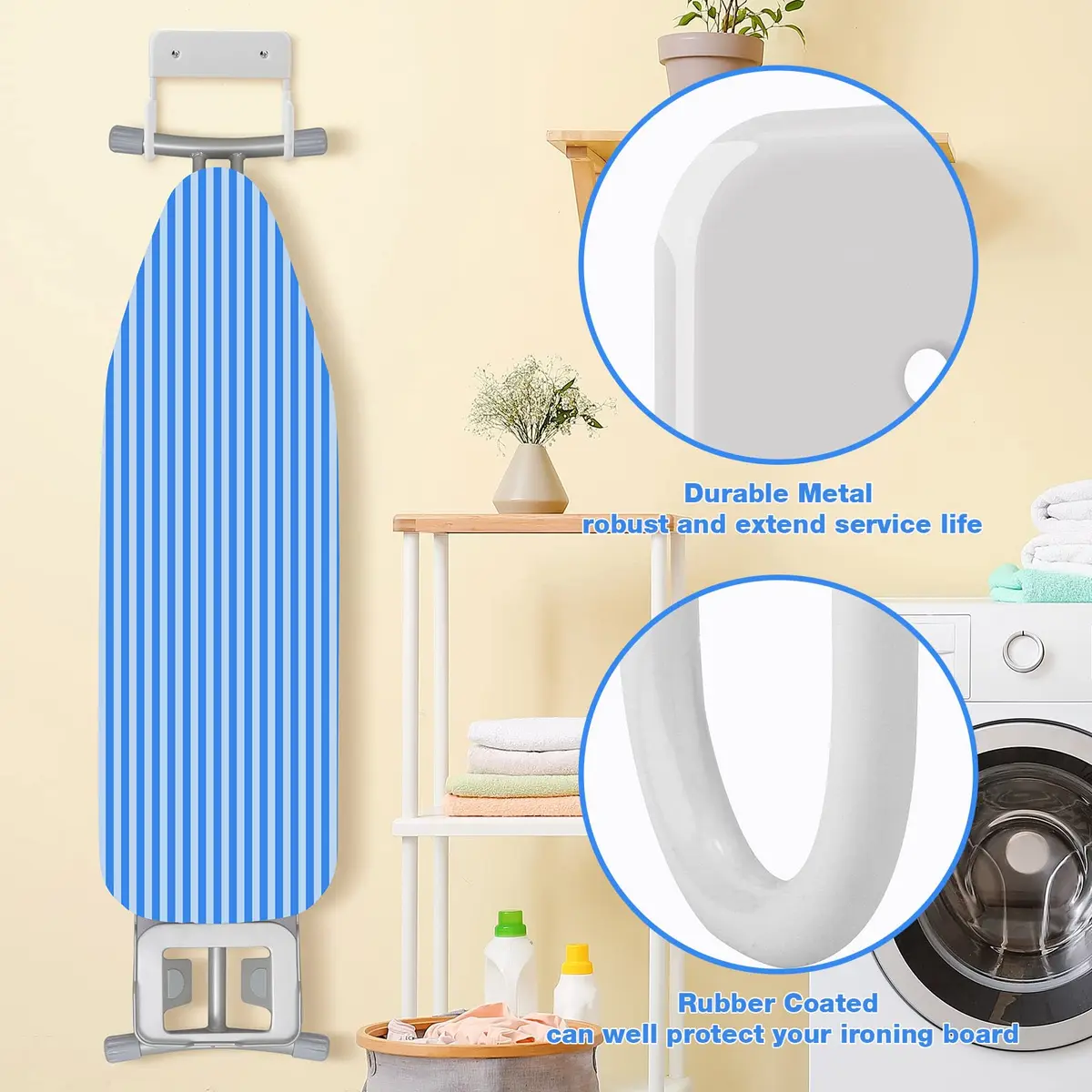 RIUOTA Wall Mount Ironing Board Hanger in White | Space-Saving Laundry Organizer - view 5