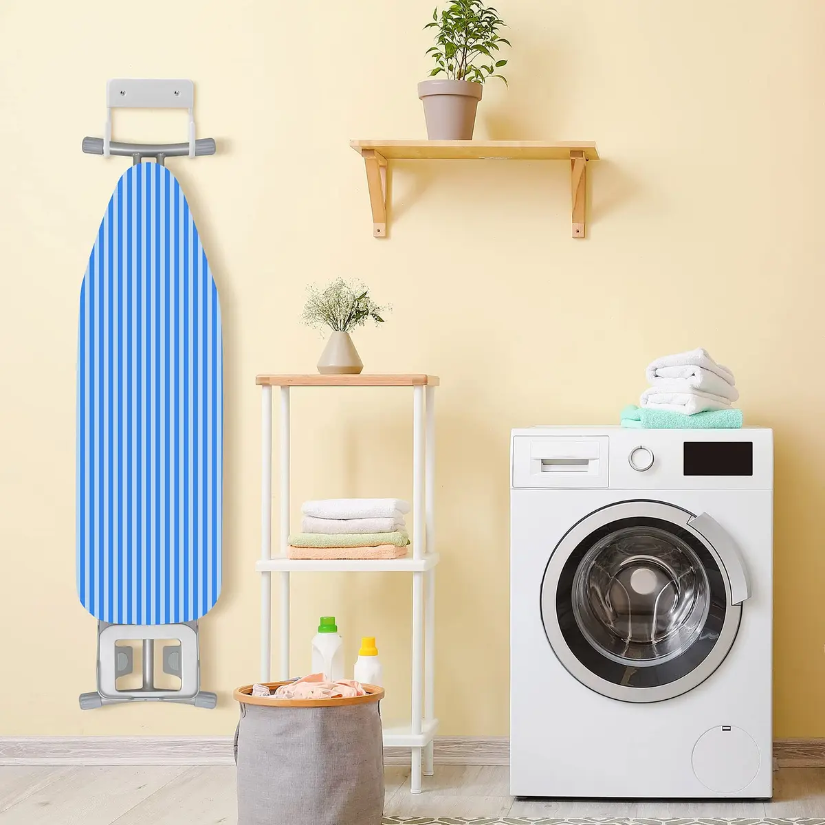 RIUOTA Wall Mount Ironing Board Hanger in White | Space-Saving Laundry Organizer - view 6
