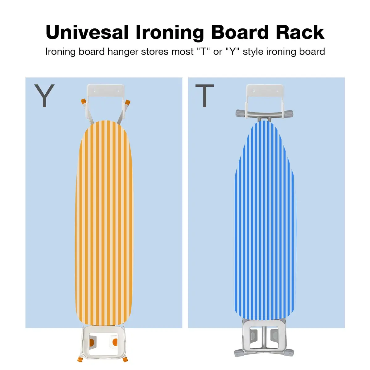 RIUOTA Wall Mount Ironing Board Hanger in White | Space-Saving Laundry Organizer - view 2