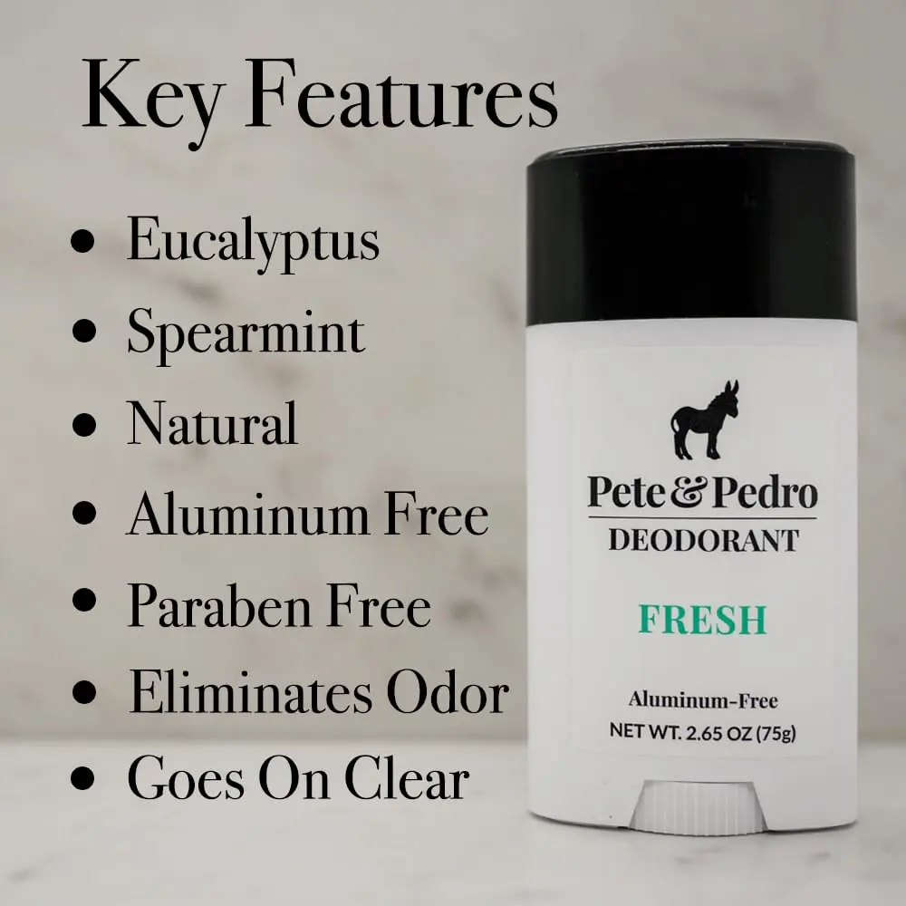 Pete & Pedro Natural Deodorant Aluminum-Free Eucalyptus & Spearmint 2.65 oz | Sensitive Skin & Odor Control - view 2