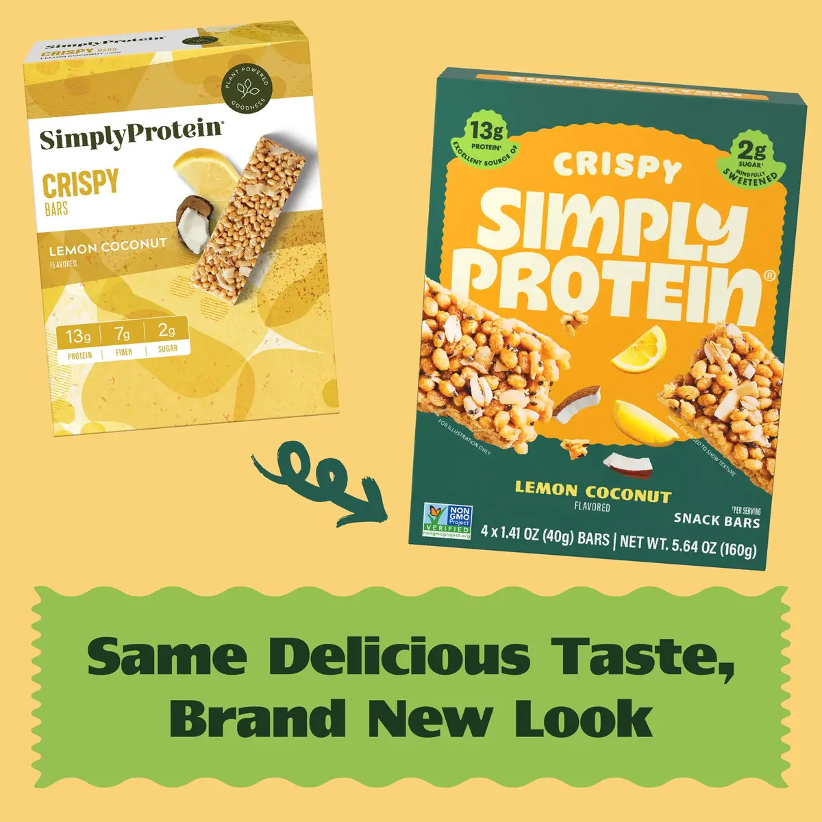 Simply Protein Lemon Coconut Crispy Bars - Plant Based Protein, Low Carb & Sugar, 13g Protein, 7g Fiber, Vegan, Gluten Free (4 Bars) - view 7
