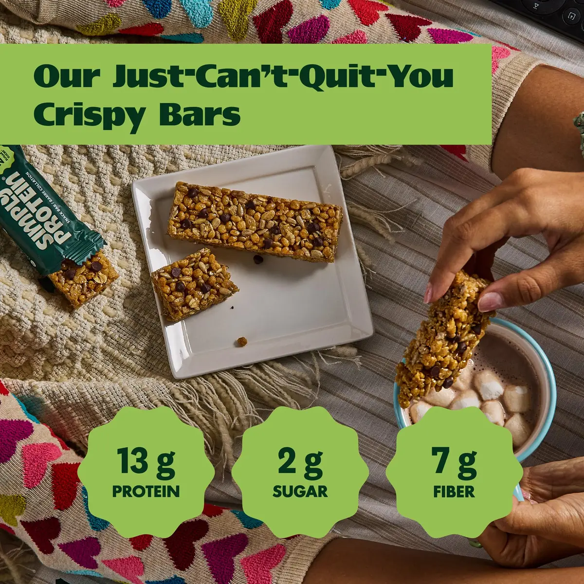 Simply Protein Lemon Coconut Crispy Bars - Plant Based Protein, Low Carb & Sugar, 13g Protein, 7g Fiber, Vegan, Gluten Free (4 Bars) - view 2
