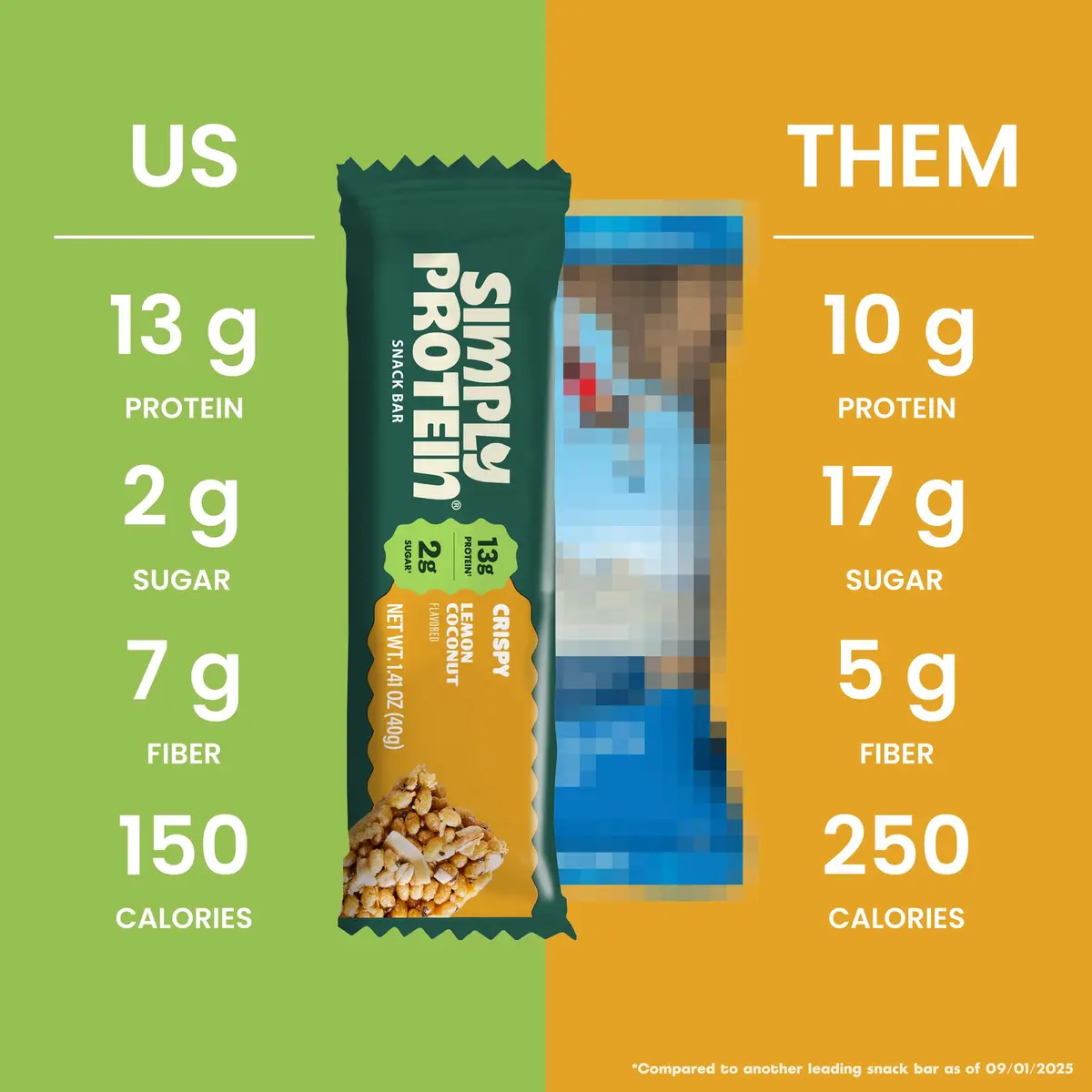 Simply Protein Lemon Coconut Crispy Bars - Plant Based Protein, Low Carb & Sugar, 13g Protein, 7g Fiber, Vegan, Gluten Free (4 Bars) - view 4