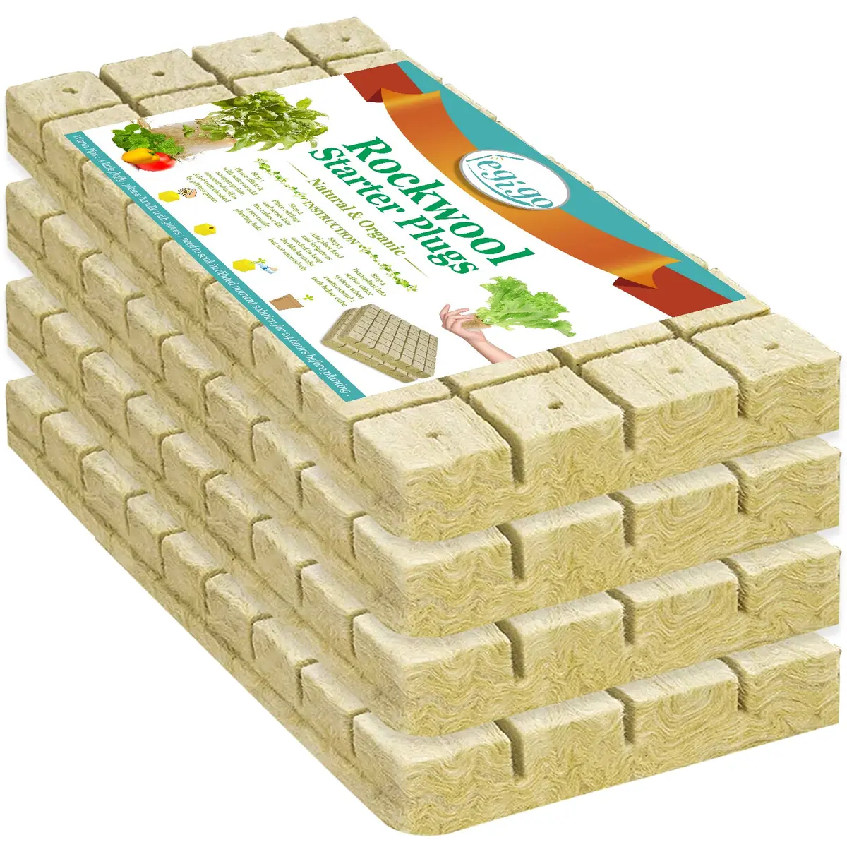 Legigo 1.2 Inch Rockwool Cubes Seed Starter Plugs 144 Count | Hydroponics & Soilless Gardening - main product image