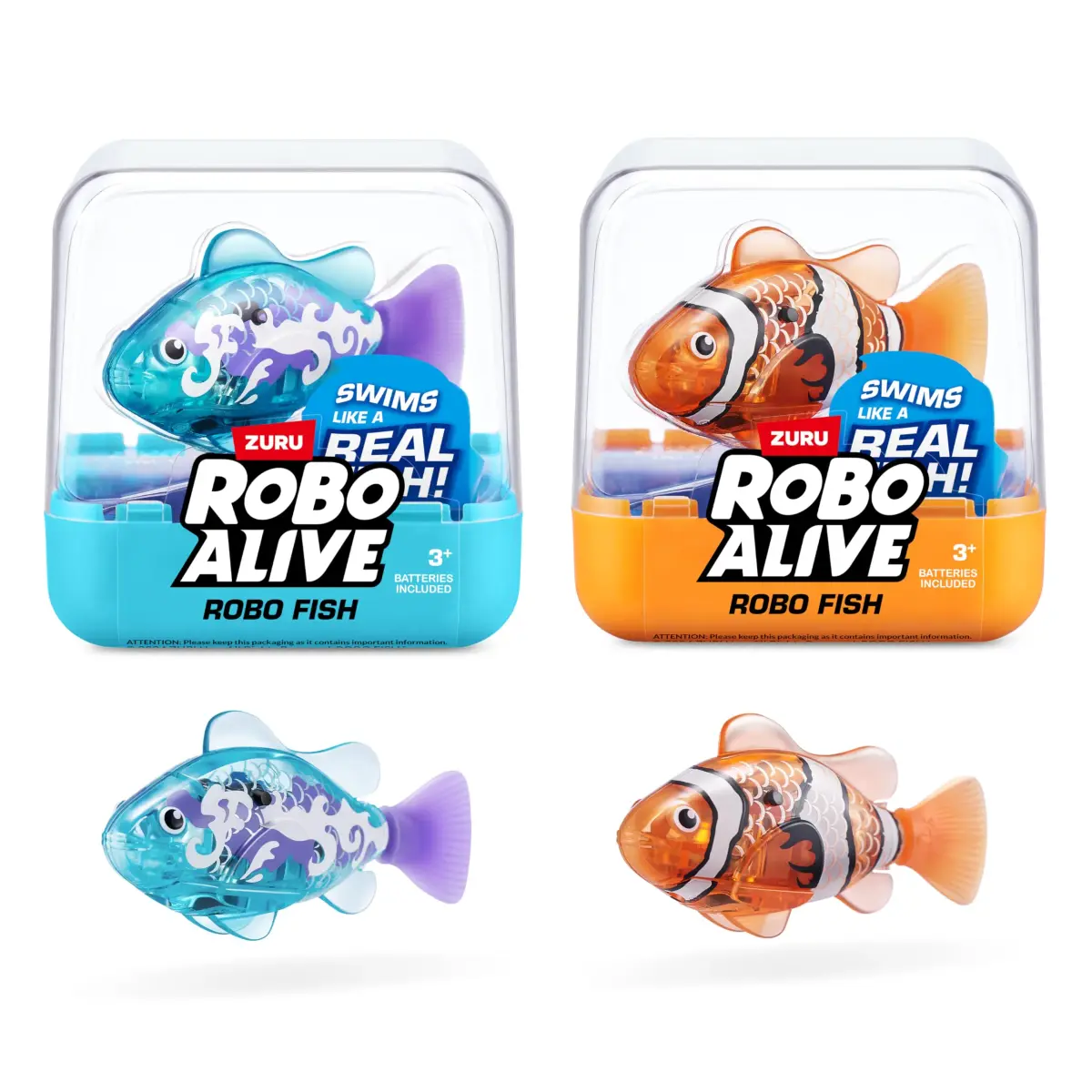 Robo Alive Robo Fish Robotic Swimming Fish 2 Piece Set | Water Activated Color Changing Toy - main product image