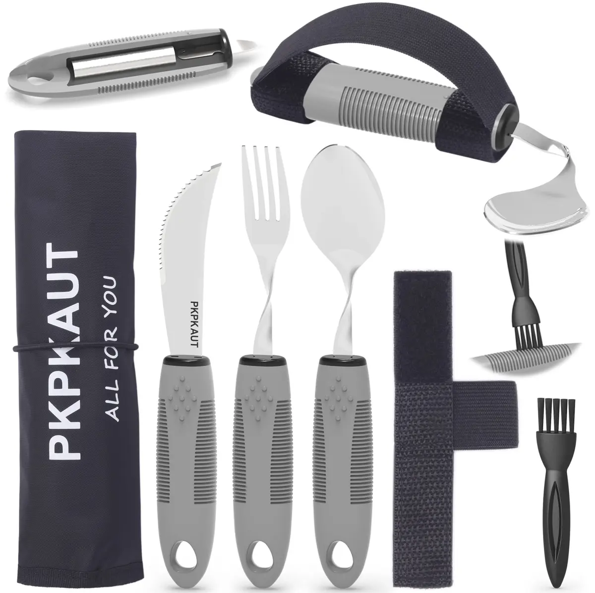 PKPKAUT Weighted Adaptive Utensils 170g (6 oz) | Bendable & Dishwasher Safe Set for Hand Tremors - main product image