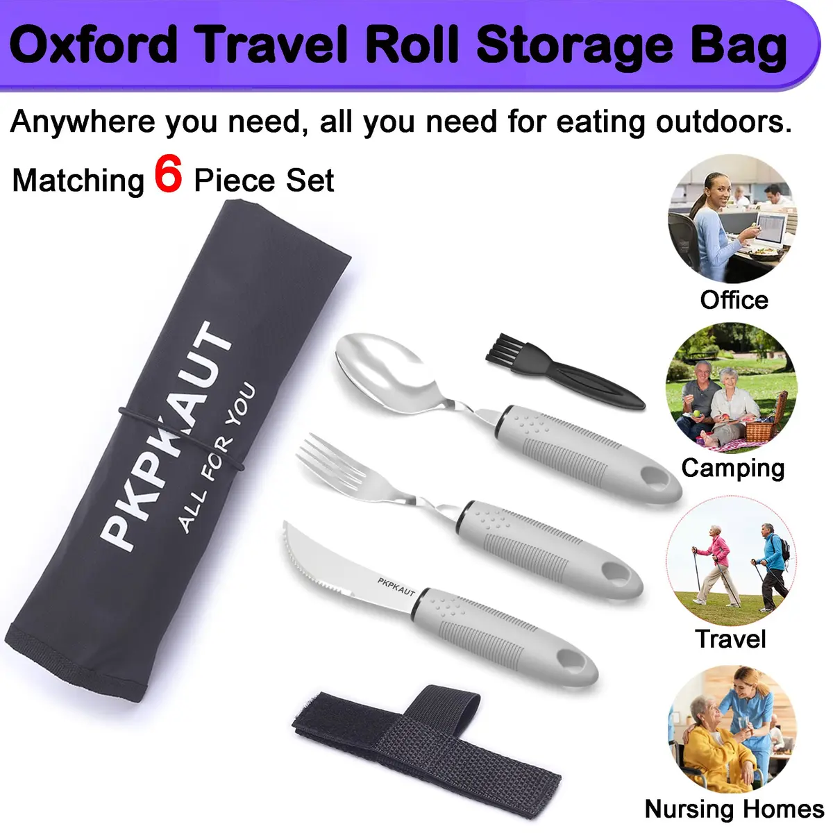 PKPKAUT Weighted Adaptive Utensils 170g (6 oz) | Bendable & Dishwasher Safe Set for Hand Tremors - view 6