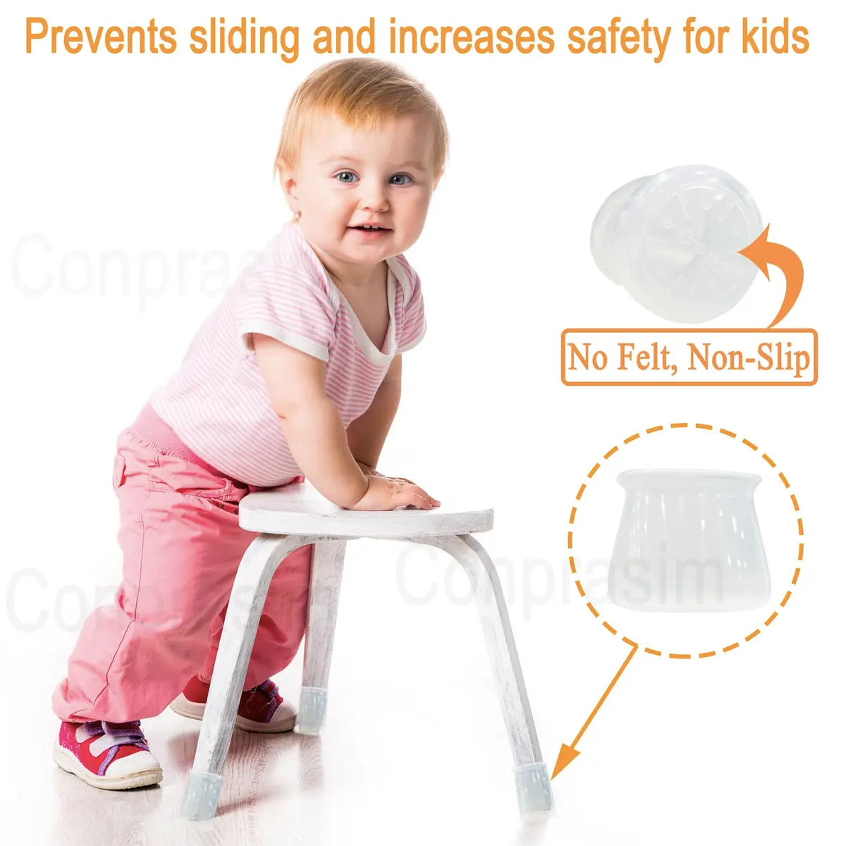 Conprasim Silicone Chair Leg Floor Protectors 3.2cm-4.2cm (1.25"-1.65") | Protects Hardwood Floors, Reduces Noise - view 5