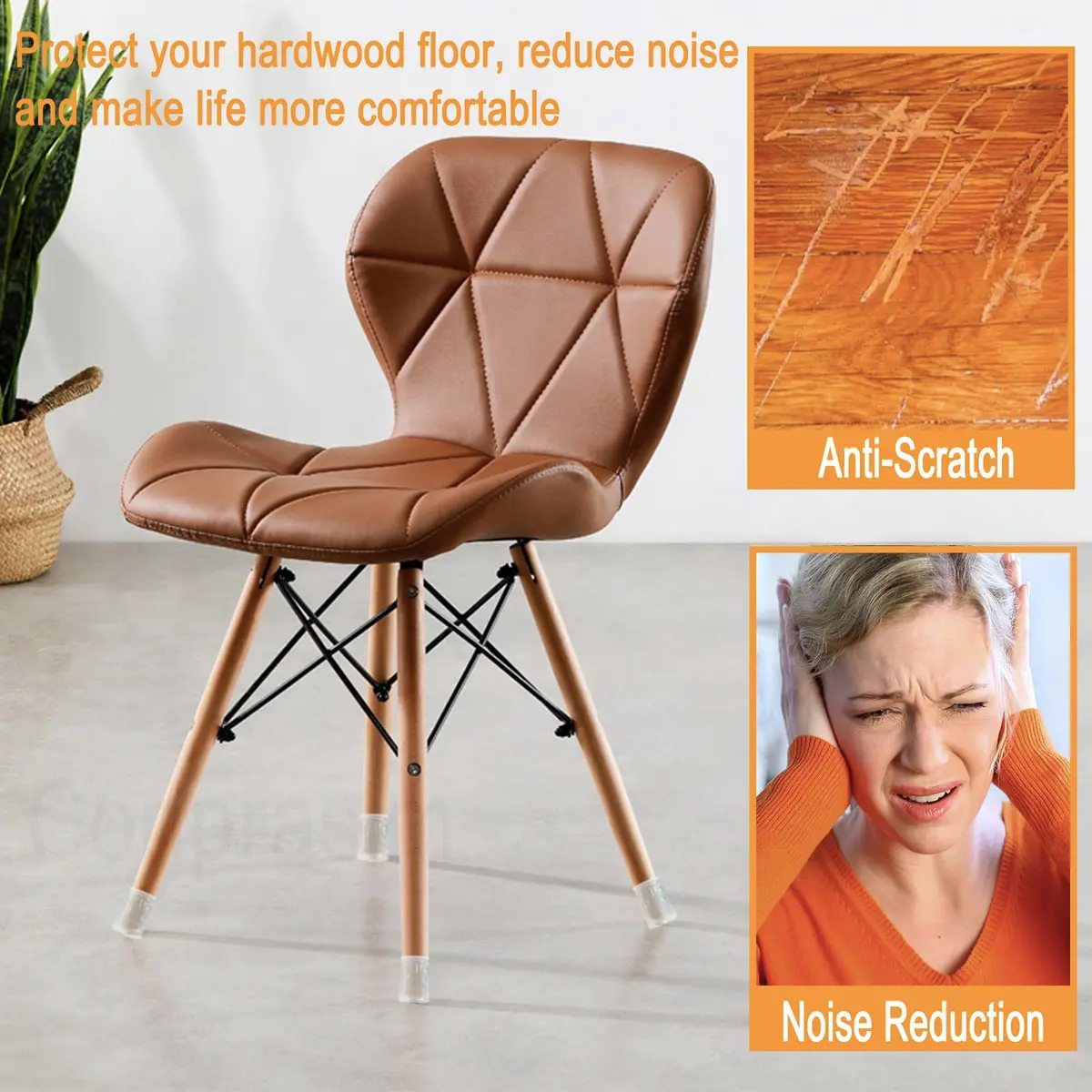 Conprasim Silicone Chair Leg Floor Protectors 3.2cm-4.2cm (1.25"-1.65") | Protects Hardwood Floors, Reduces Noise - view 4