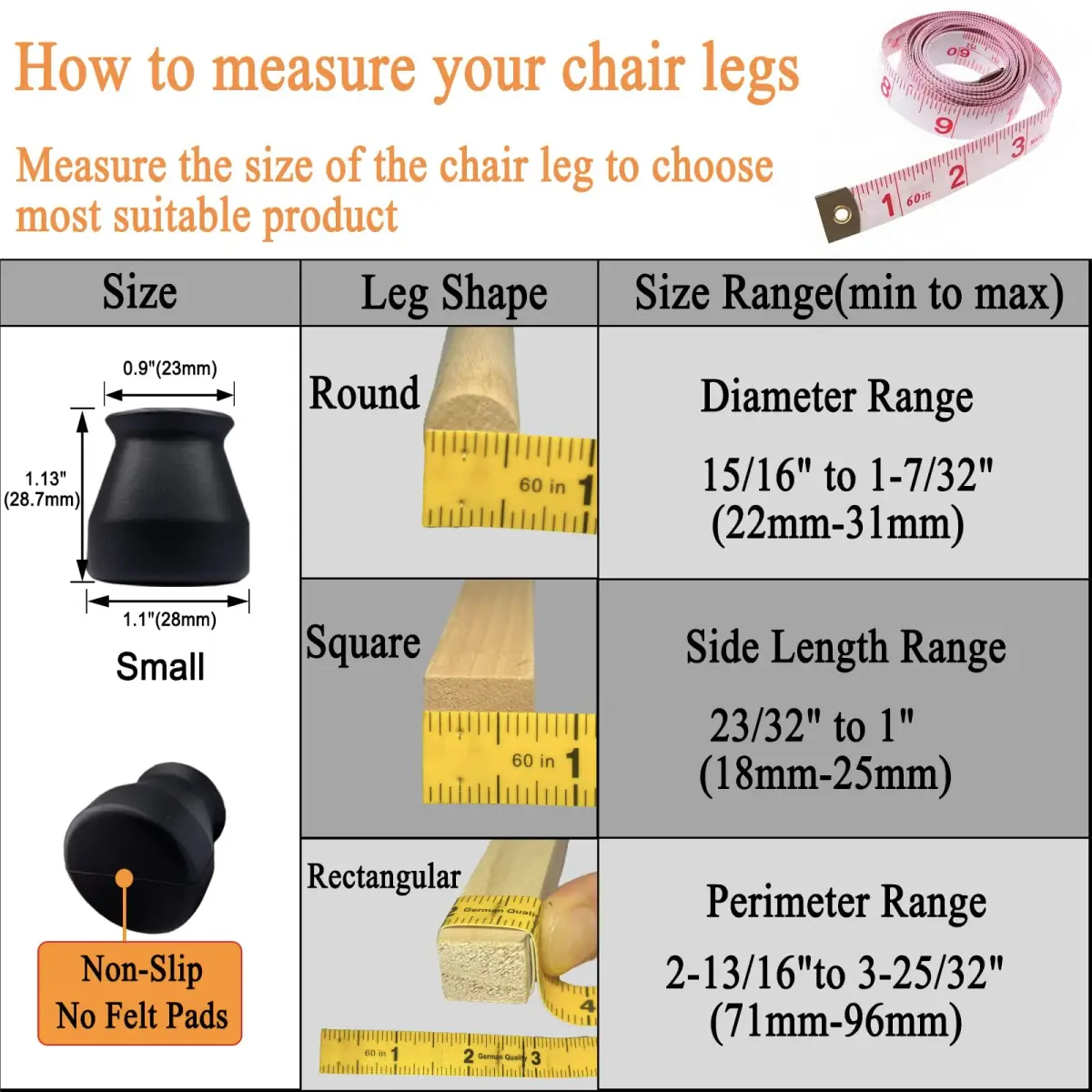 Conprasim Silicone Chair Leg Floor Protectors 24-Pack Black | Protect Hardwood Floors & Prevent Scratches - view 2