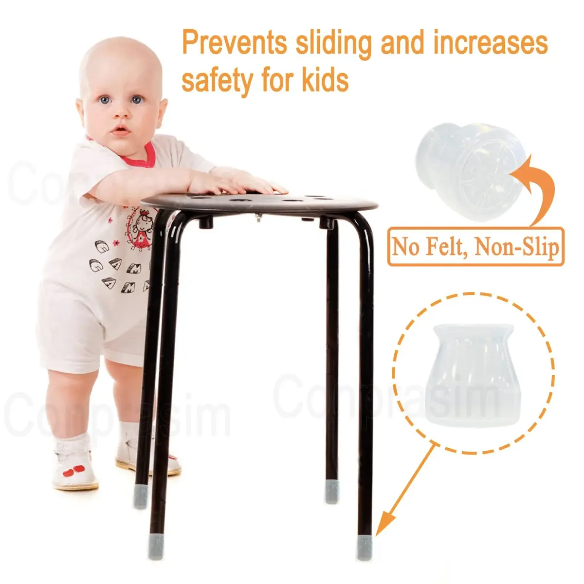 Conprasim Small Silicone Chair Leg Floor Protectors 24-Pack | Protects Hardwood Floors, Prevents Scratches & Noise - view 5