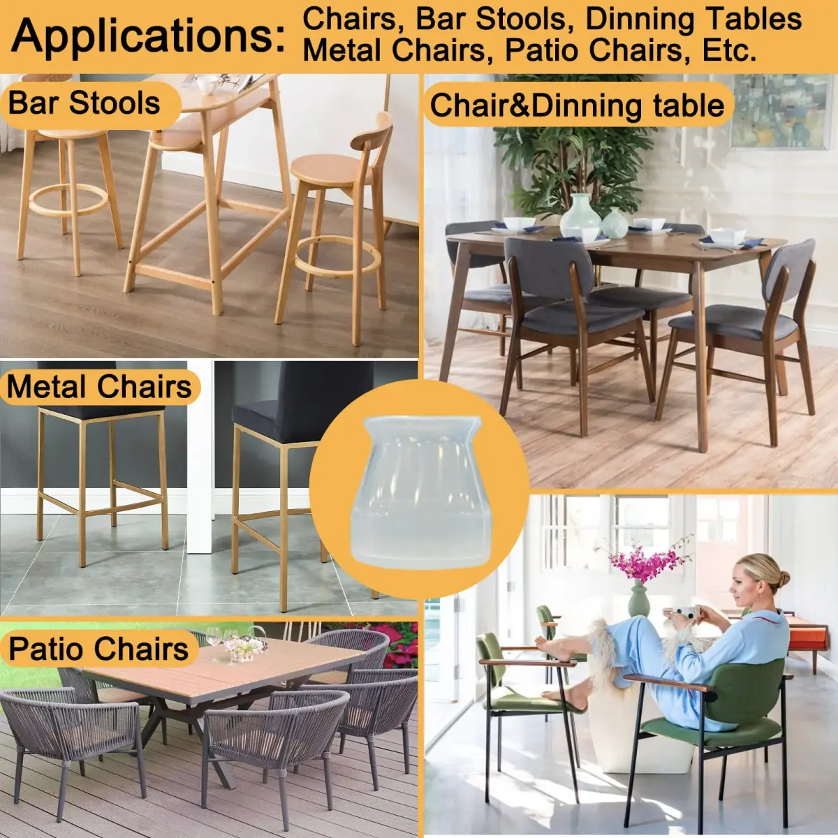 Conprasim Small Silicone Chair Leg Floor Protectors 24-Pack | Protects Hardwood Floors, Prevents Scratches & Noise - view 6