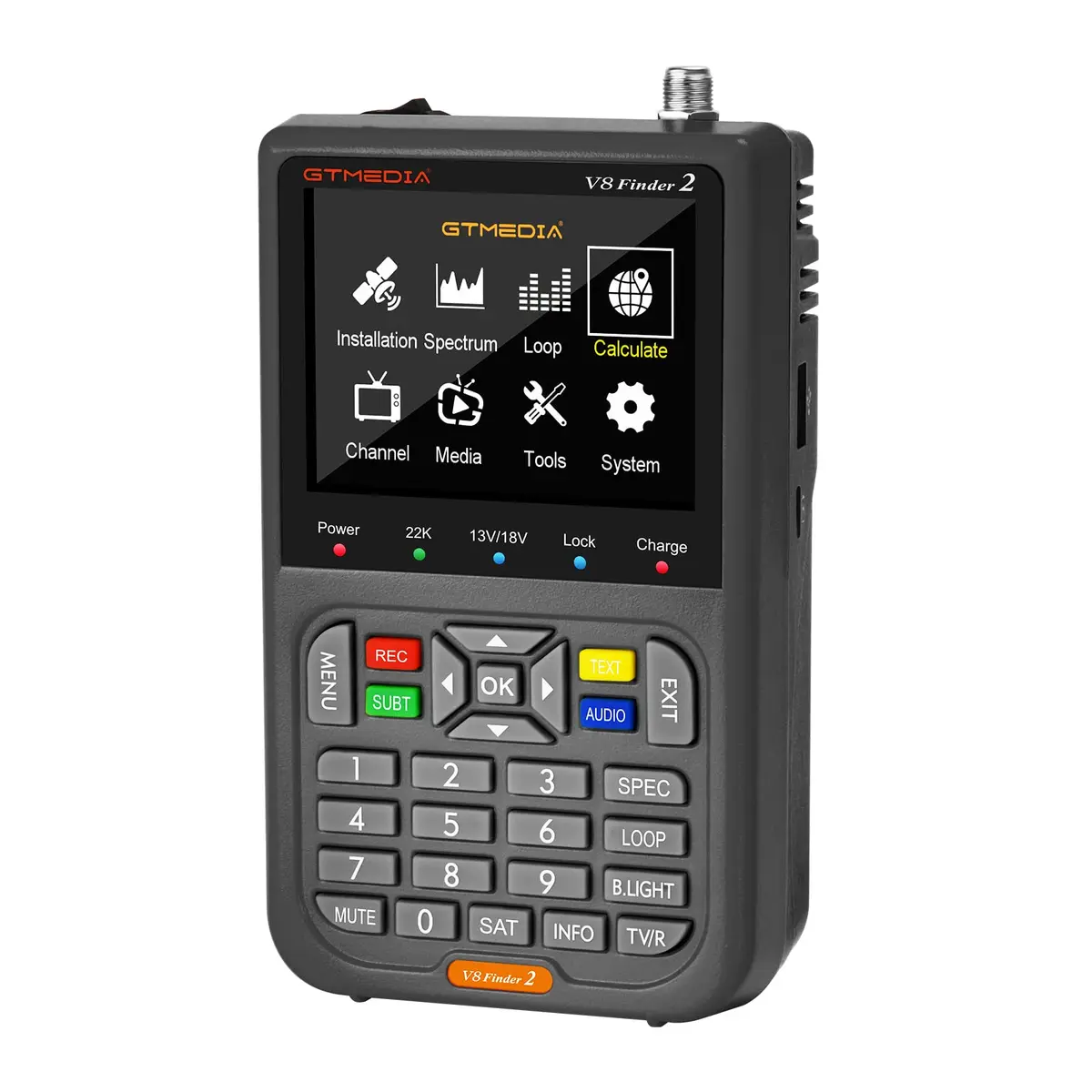 GTMEDIA V8 Finder2 Satellite Finder with 3.5" HD LCD Screen & Carrying Bag | Digital FTA DVB-S/S2/S2X Signal Meter for Dish Alignment - main product image