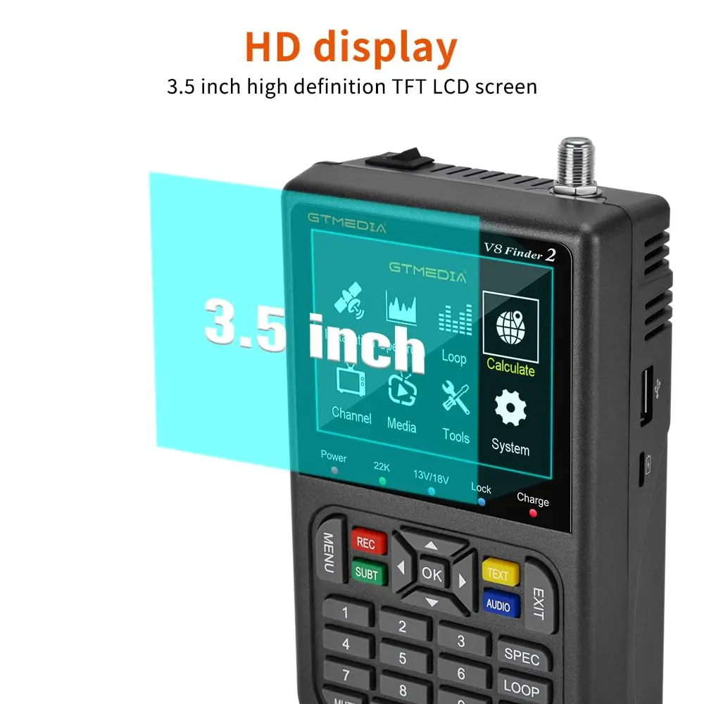 GTMEDIA V8 Finder2 Satellite Finder with 3.5" HD LCD Screen & Carrying Bag | Digital FTA DVB-S/S2/S2X Signal Meter for Dish Alignment - view 7