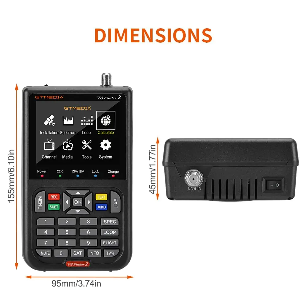 GTMEDIA V8 Finder2 Satellite Finder with 3.5" HD LCD Screen & Carrying Bag | Digital FTA DVB-S/S2/S2X Signal Meter for Dish Alignment - view 8