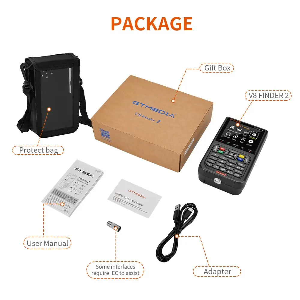 GTMEDIA V8 Finder2 Satellite Finder with 3.5" HD LCD Screen & Carrying Bag | Digital FTA DVB-S/S2/S2X Signal Meter for Dish Alignment - view 9