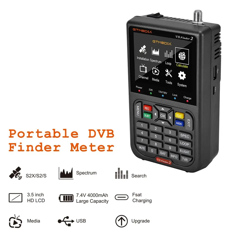 GTMEDIA V8 Finder2 Satellite Finder with 3.5" HD LCD Screen & Carrying Bag | Digital FTA DVB-S/S2/S2X Signal Meter for Dish Alignment - view 2