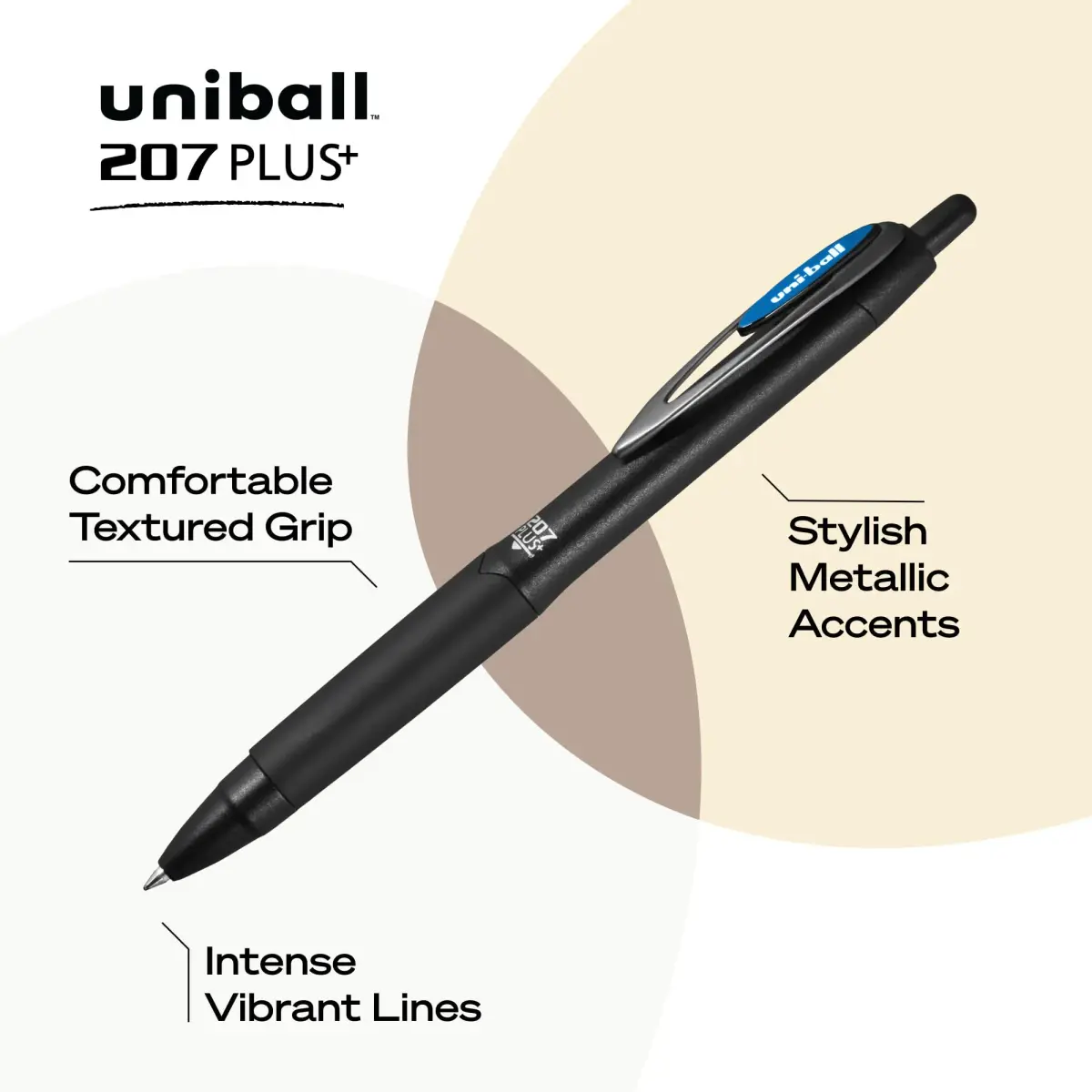 uni-ball 207 Plus+ Gel Pens Blue Ink 0.7mm Medium Point 4 Count | Smooth Writing, Smear-Resistant, Uni Super Ink Plus+ - view 3