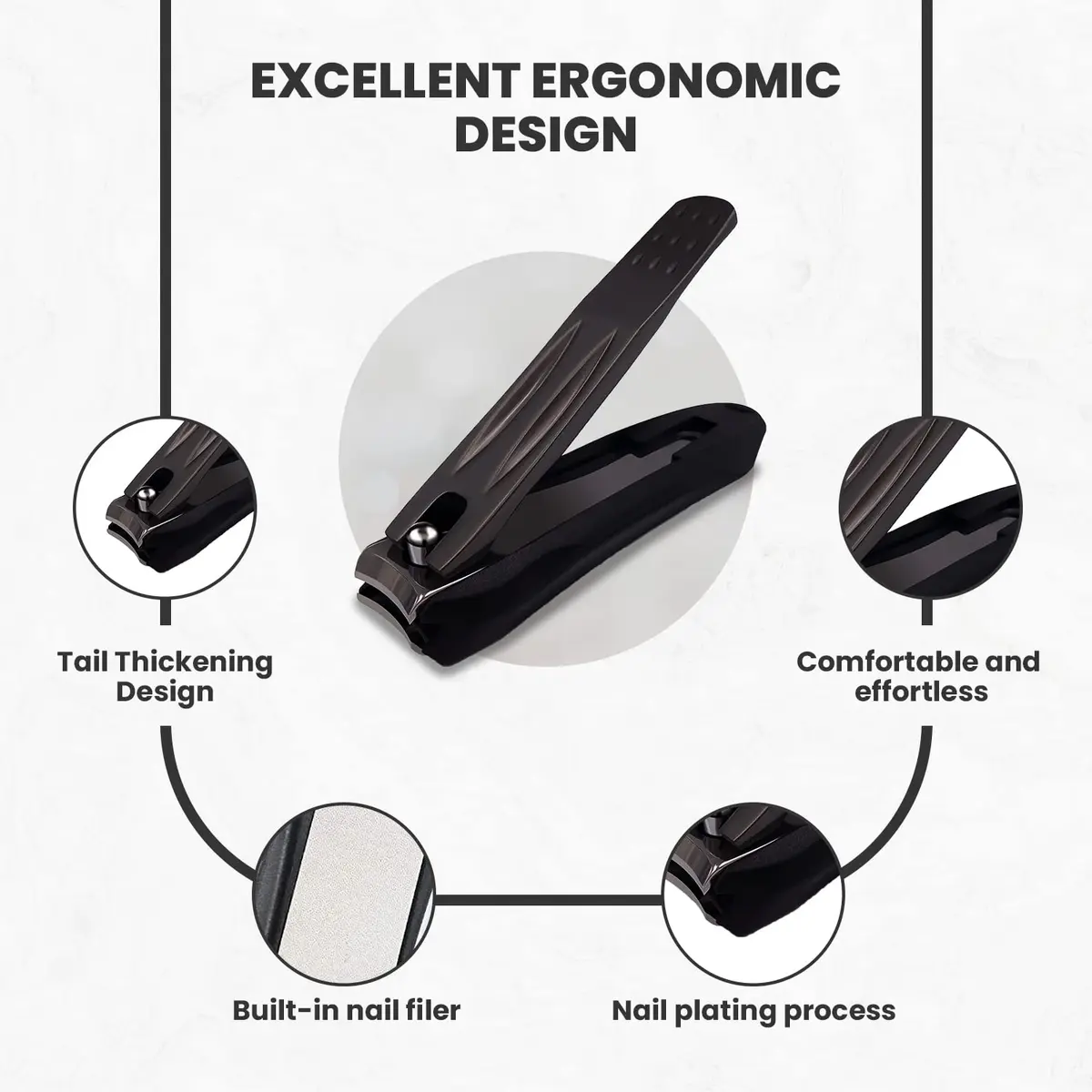 Ongle Precision Nail Clippers with Catcher & Filer, 9.1cm (3.6in) Stainless Steel | Professional Manicure Tools - view 6