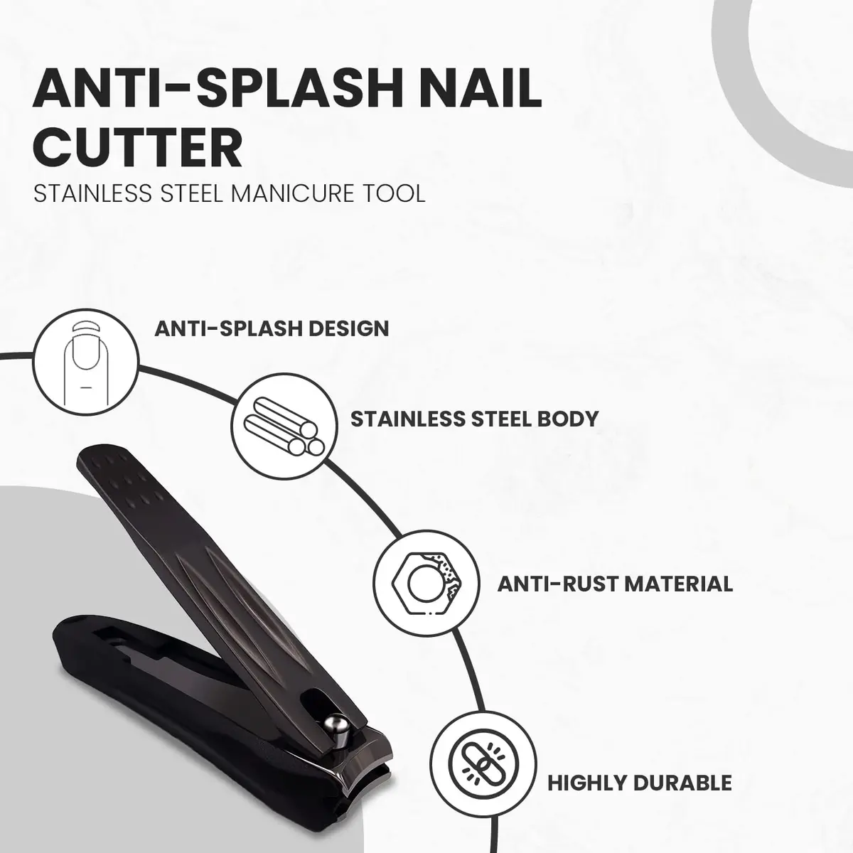 Ongle Precision Nail Clippers with Catcher & Filer, 9.1cm (3.6in) Stainless Steel | Professional Manicure Tools - view 2