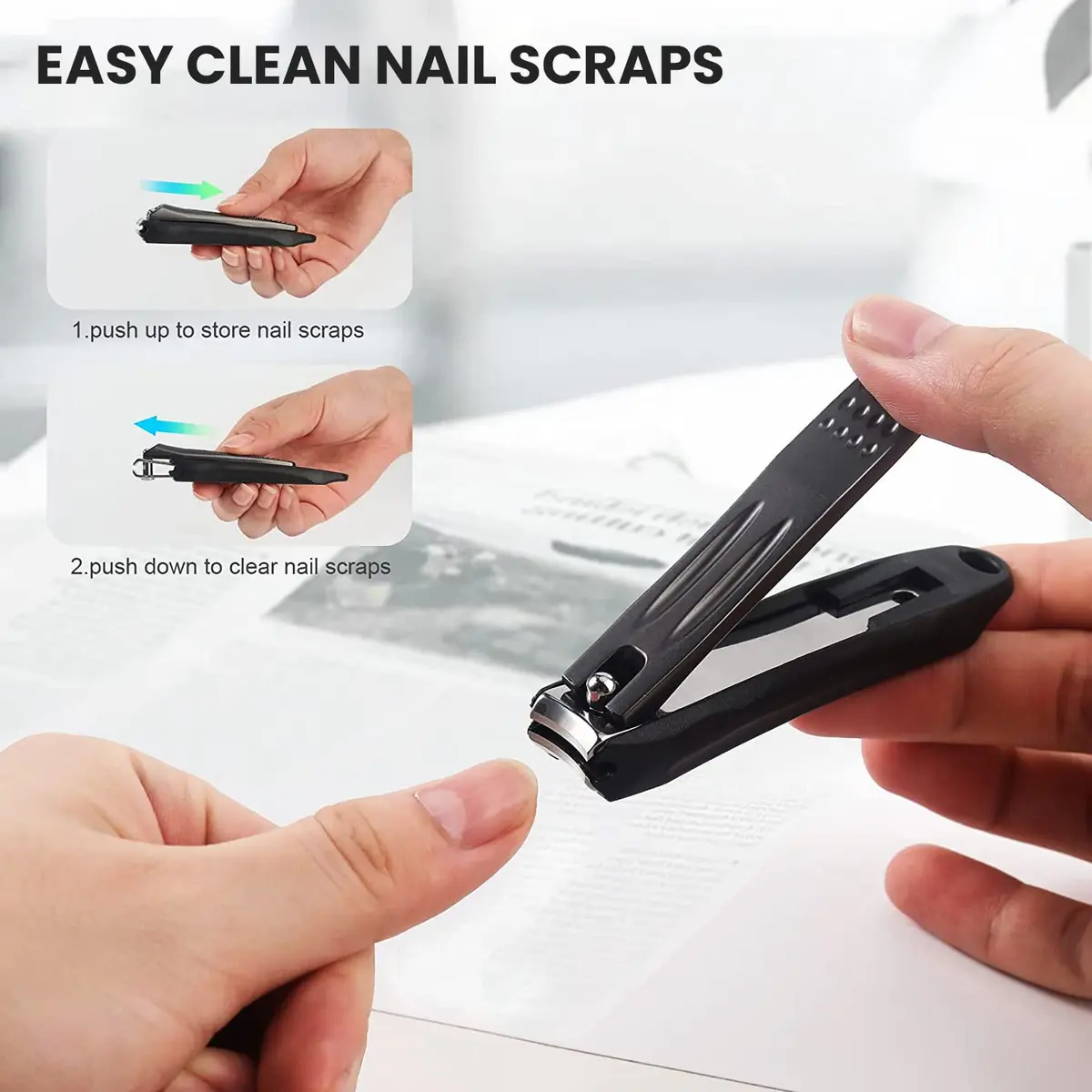 Ongle Precision Nail Clippers with Catcher & Filer, 9.1cm (3.6in) Stainless Steel | Professional Manicure Tools - view 3