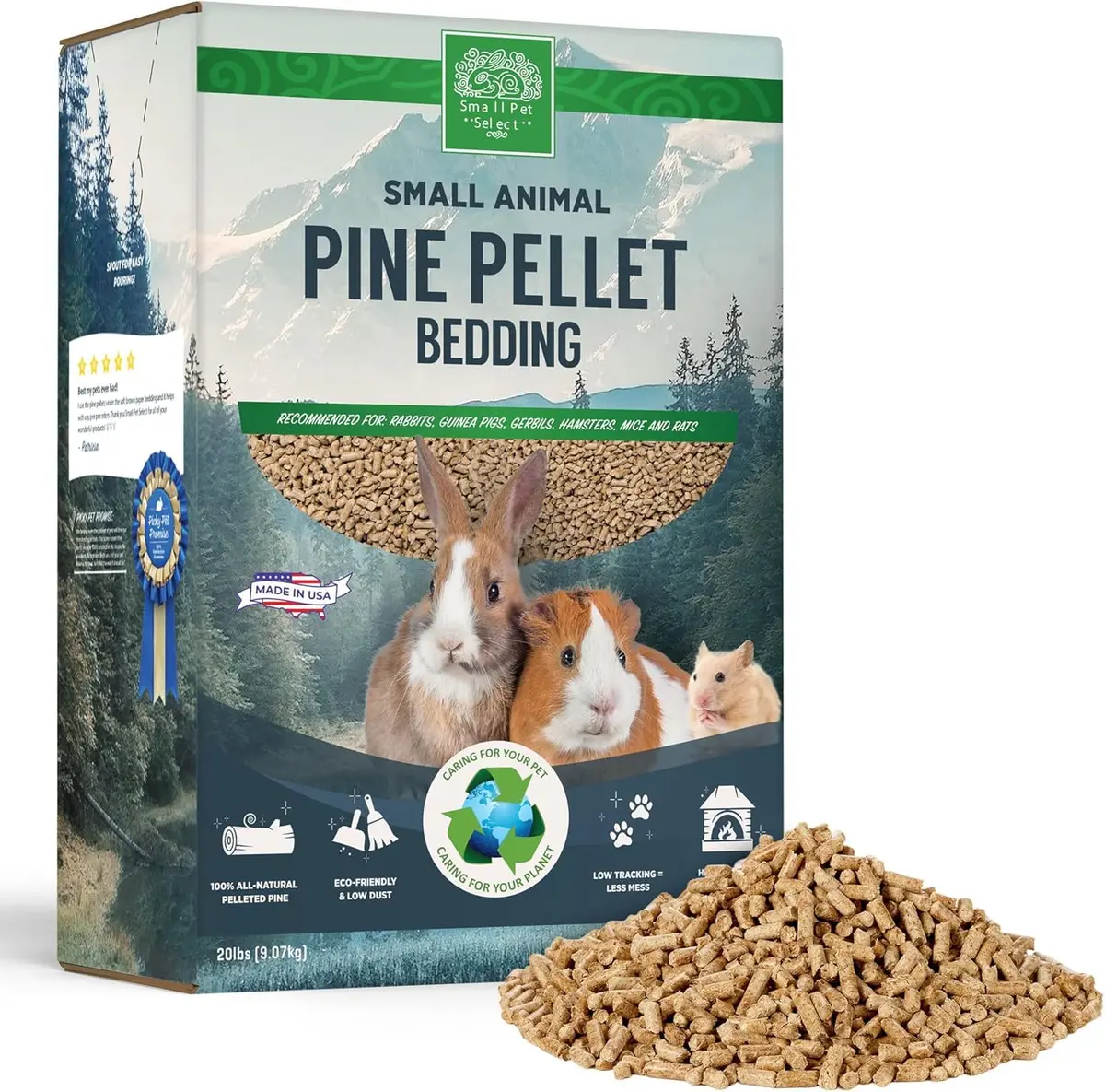 Small Pet Select Pine Pellet Bedding for Rabbits & Guinea Pigs | 20 lb | Natural, Eco-Friendly & Absorbent - main product image