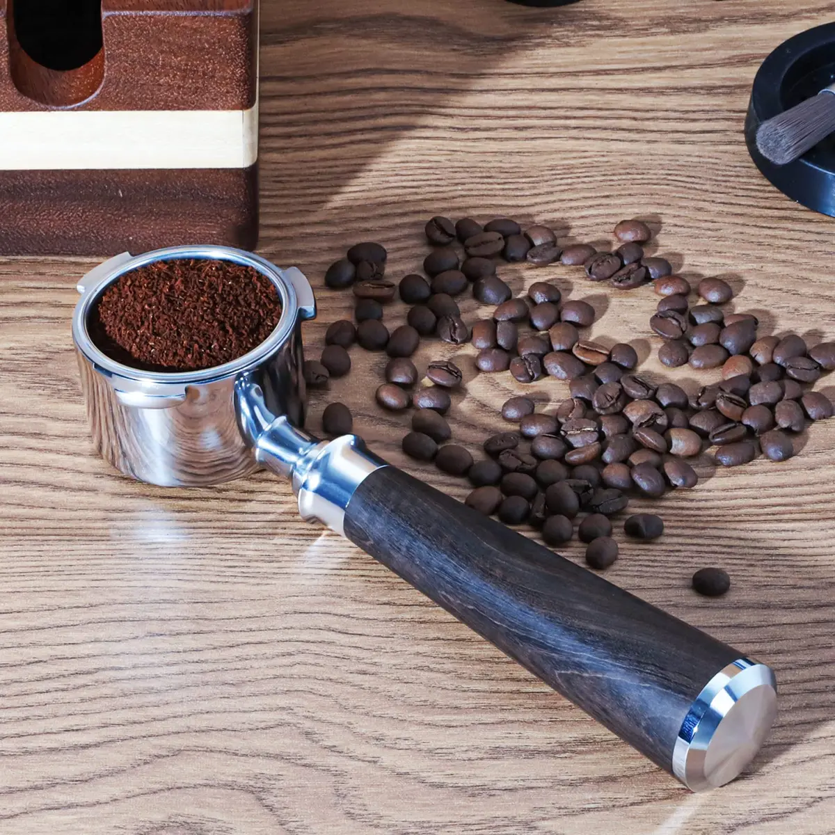YMWVH 51mm Bottomless Portafilter 3 Ears for Delonghi Dedica EC680/EC685, Blackwood Handle | Espresso Extraction Control - view 7